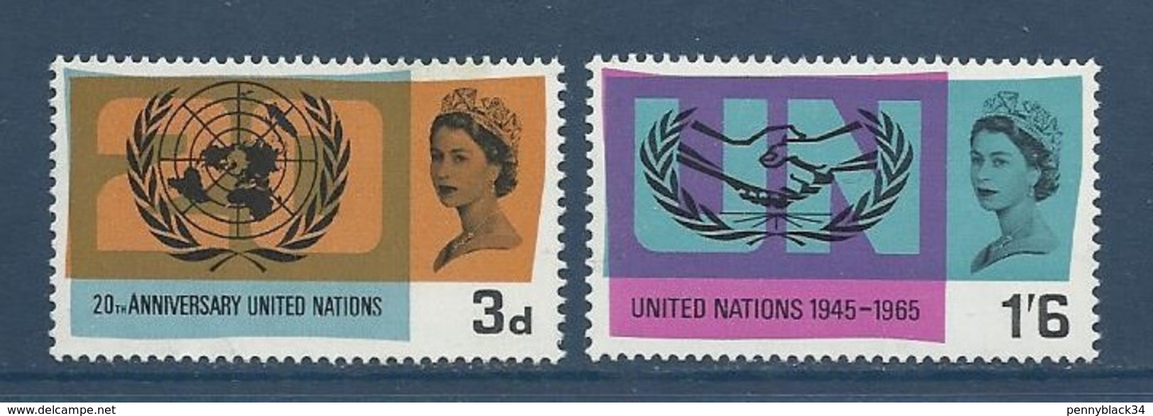 Grande Bretagne Great Britain 1965 Yvert 417/418 ** United Nations ONU UNO - Neufs