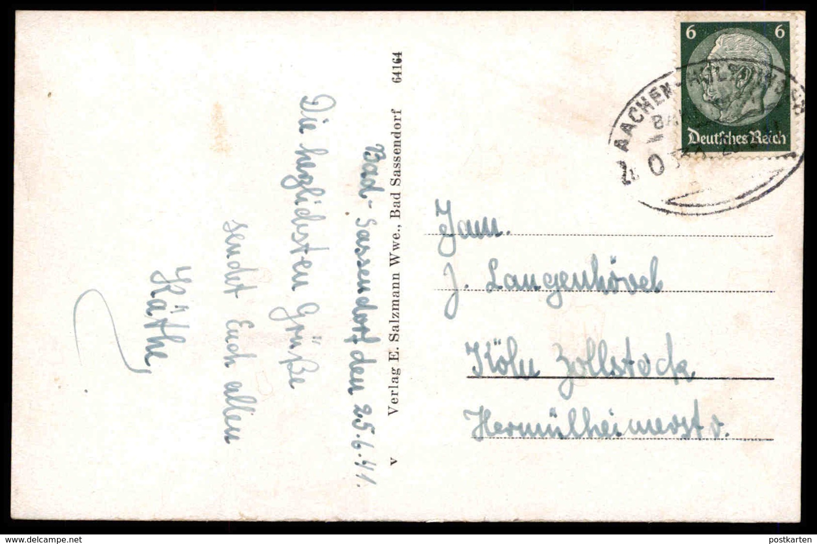 ALTE POSTKARTE BAD SASSENDORF 1941 AM MUSIKPAVILLON STEMPEL BAHNPOST AACHEN HILDEN Ansichtskarte AK Cpa Postcard - Bad Sassendorf