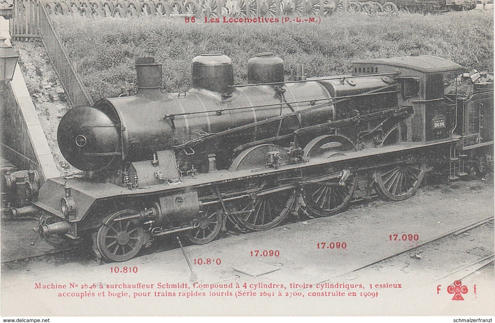 AK Les Locomotives Francaises P. L. M. 86 Locomotive Machine No 2696 Serie 2691 A 2700 Chemin De Fer Train - Eisenbahnen