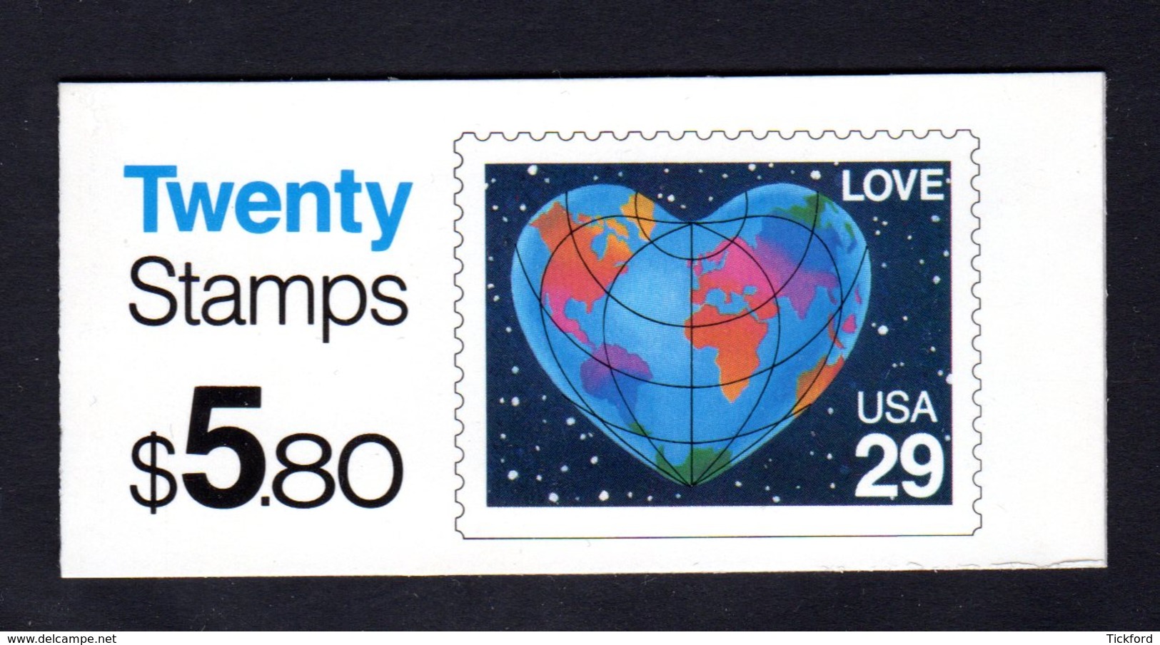 ETATS-UNIS 1991 - Carnet Yvert C 1938a - Scott #2536a - NEUF** MNH - Mappemonde En Forme De Coeur - 1981-...