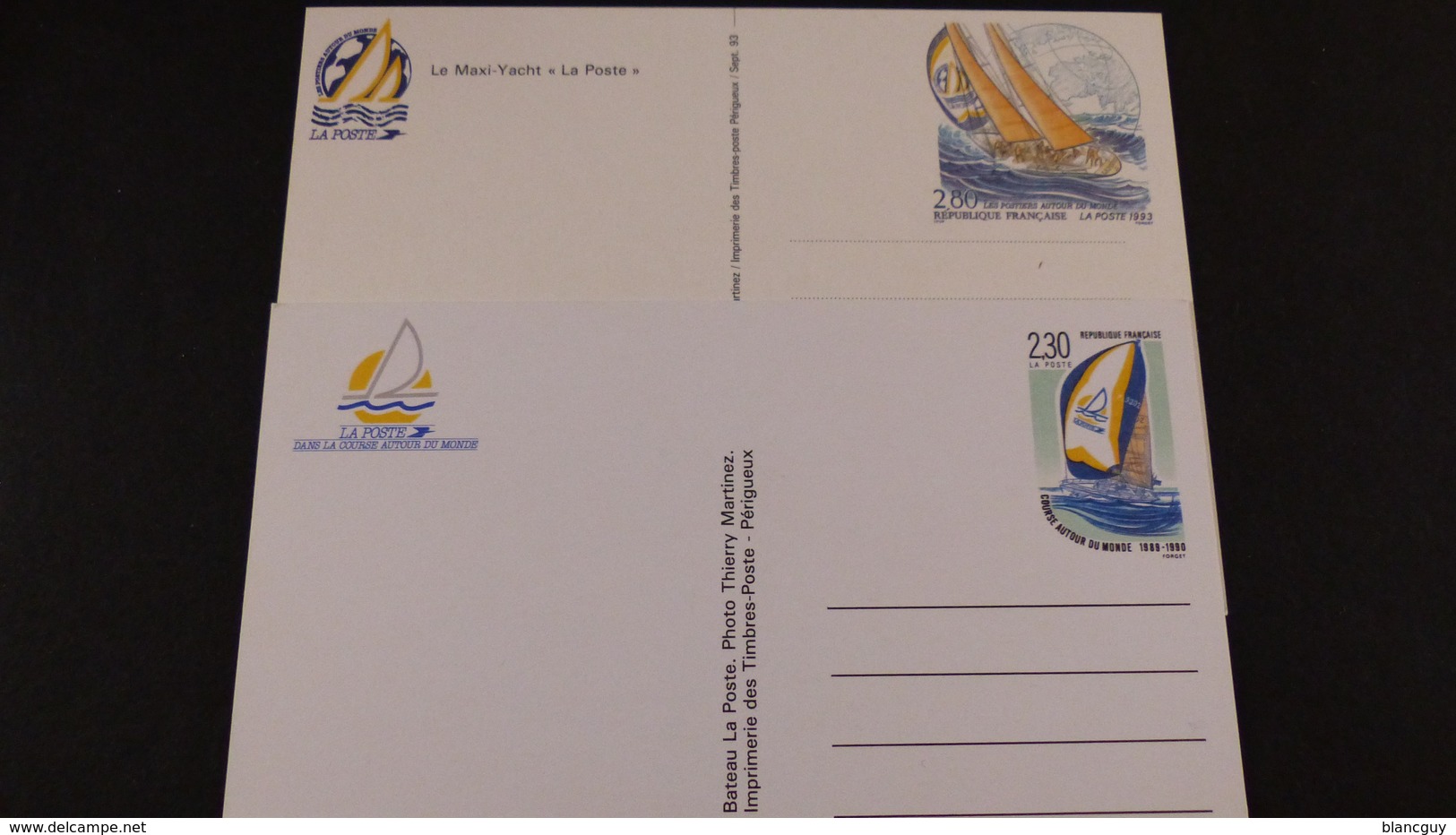 2 Entiers Postaux Sur 2 Cartes Postales Neuves - Course Autour Du Monde En Bateau 1989-1990 - Sobres Transplantados (antes 1995)