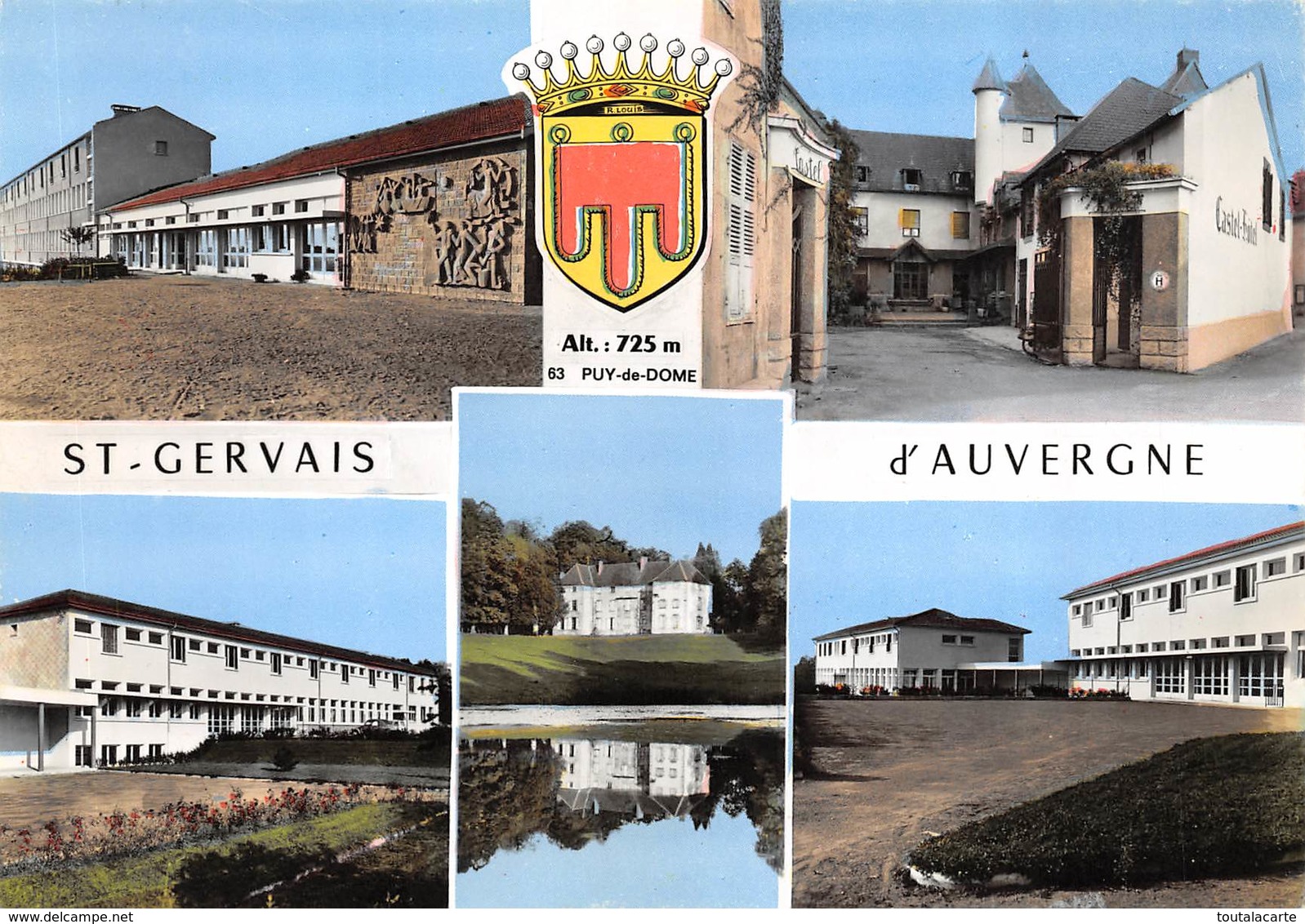 CPSM 63 ST GERVAIS D AUVERGNE MULTI VUES   Grand Format  15 X 10,5 Cm - Saint Gervais D'Auvergne