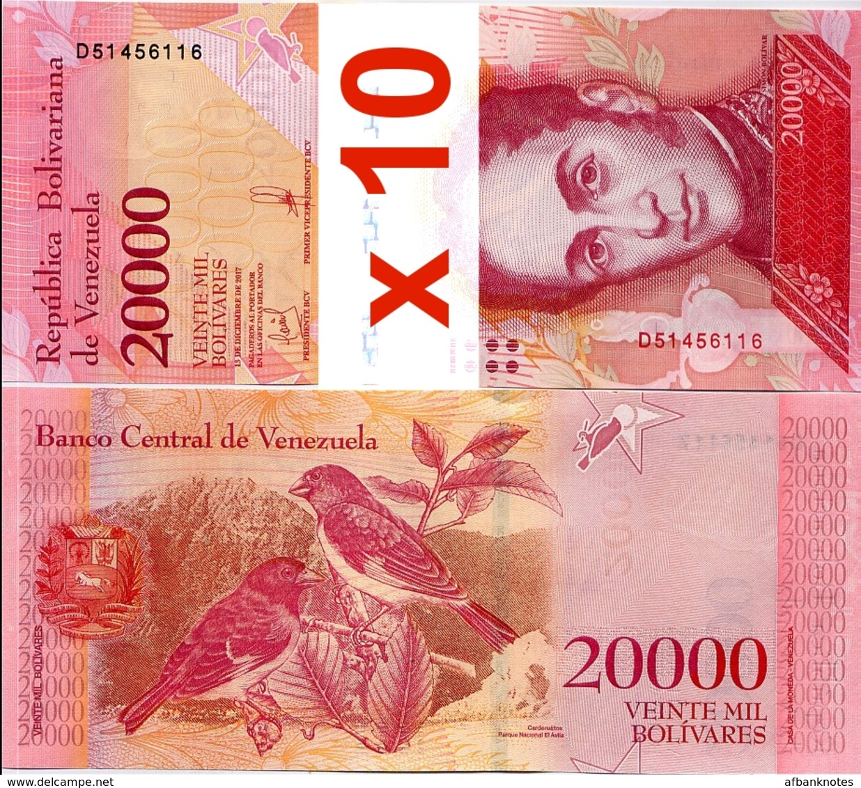 VENEZUELA       Lot Of 10 X 20,000 Bolívares       P-99c       13.12.2017       UNC  [ 20000 ] - Venezuela