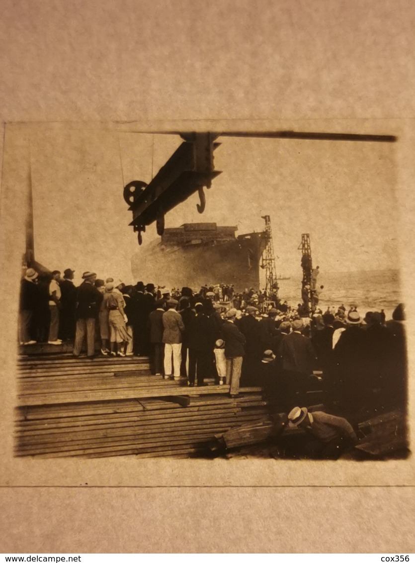 3 Plaques Stéréoscopique Lancement Du Paquebot " LE CHAMPLAIN " à Saint NAZAIRE Prise De Vue Amateur - Other & Unclassified