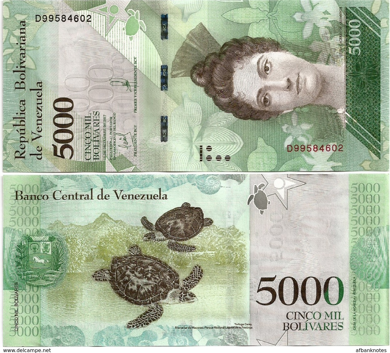 VENEZUELA       5000 Bolívares       P-97c       13.12.2017       UNC - Venezuela