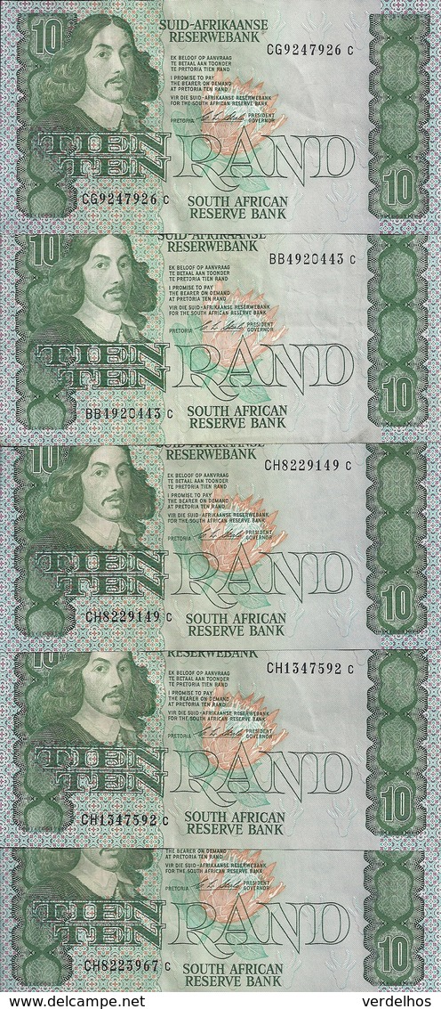 AFRIQUE DU SUD 10 RAND ND1990-93 XF++ P 120 E ( 5 Billets ) - Suráfrica