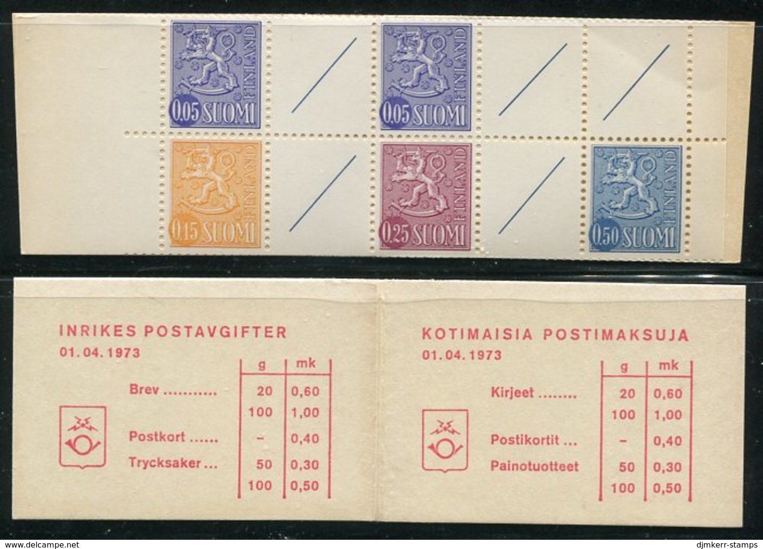 FINLAND 1972 Lion Definitive 1 Mk. Complete Booklet MNH / **.  Michel MH 4 - Libretti