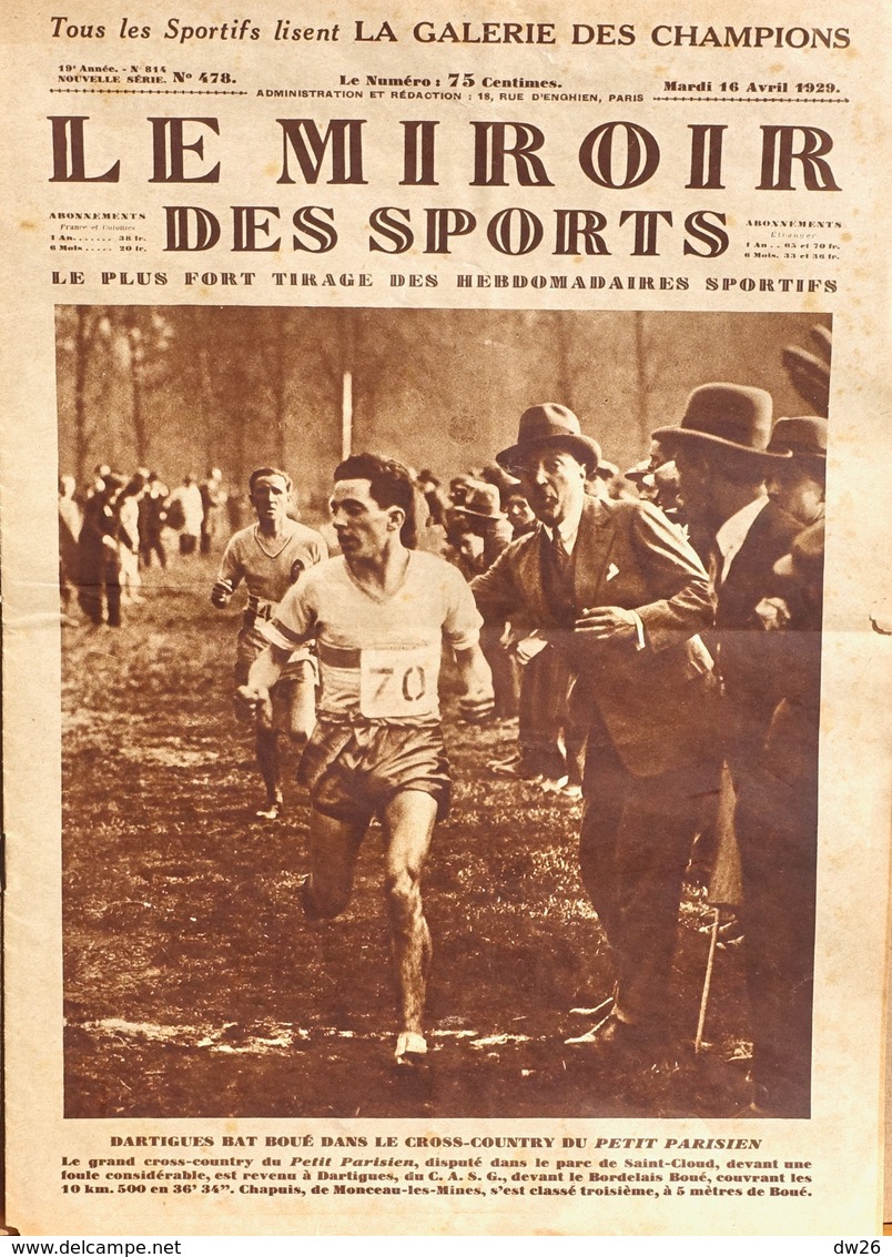 Le Miroir Des Sports 16 Avril 1929 - N° 478 - Cross Du Petit Parisien, Foot Ball Féminin, Boxe, Cyclisme... - 1900 - 1949