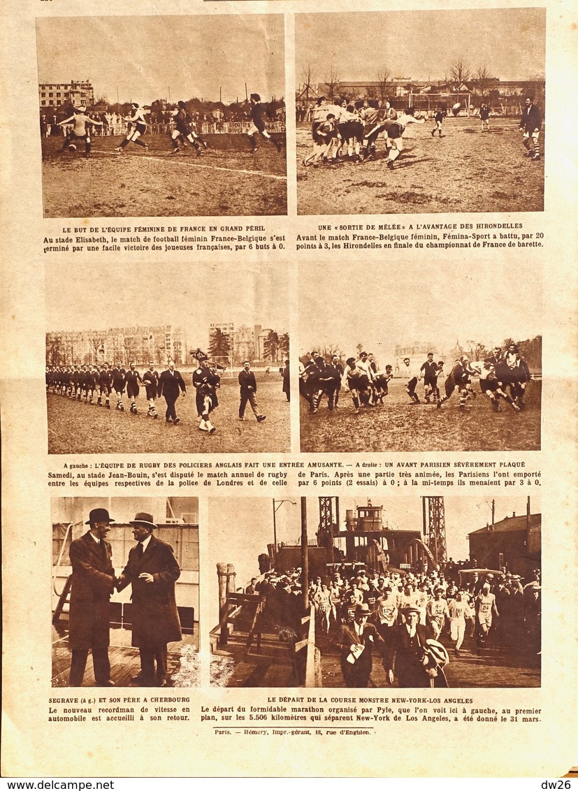 Le Miroir Des Sports 16 Avril 1929 - N° 478 - Cross Du Petit Parisien, Foot Ball Féminin, Boxe, Cyclisme... - 1900 - 1949