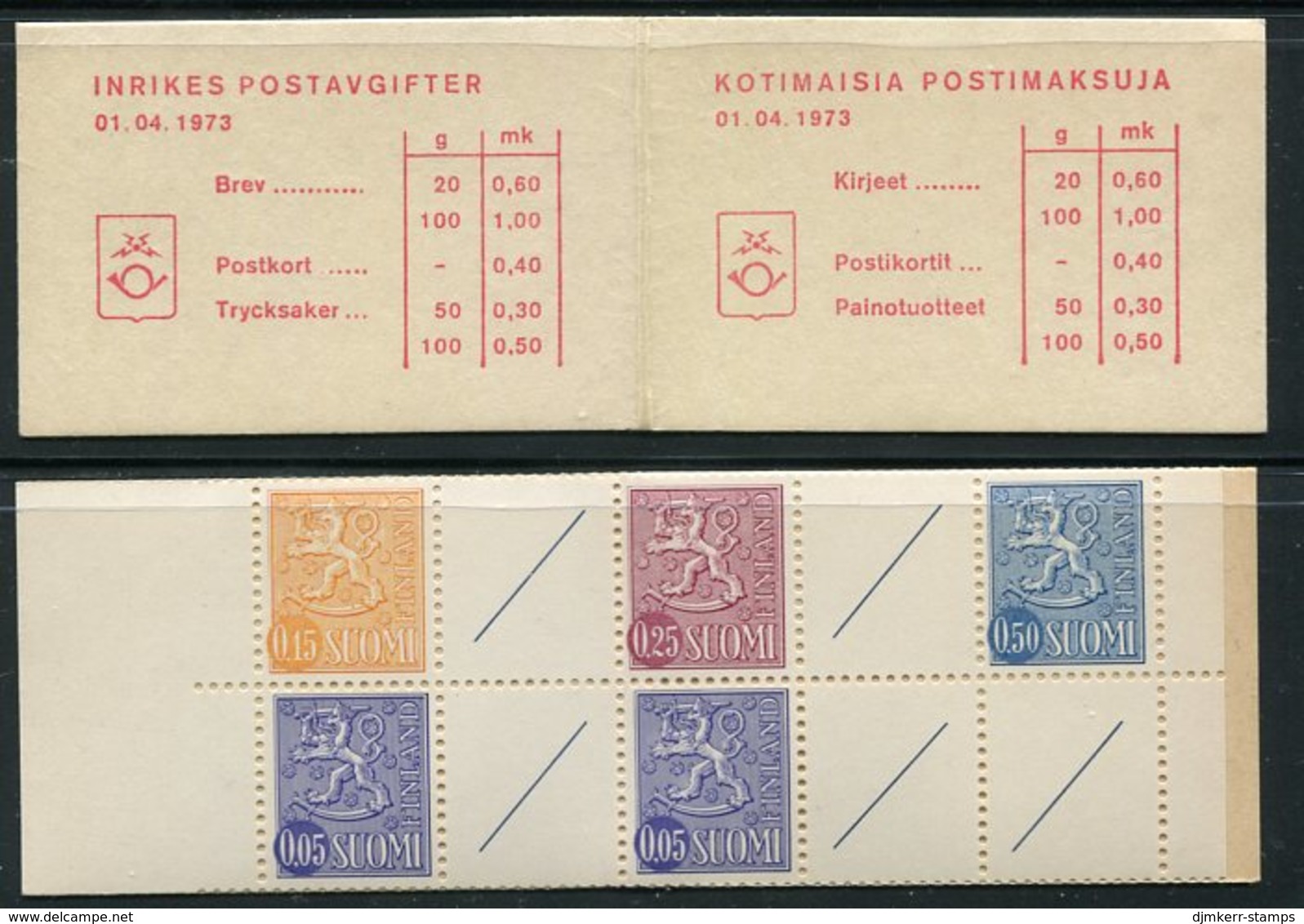 FINLAND 1972 Lion Definitive 1 Mk. Complete Booklet MNH / **.  Michel MH 5 - Booklets