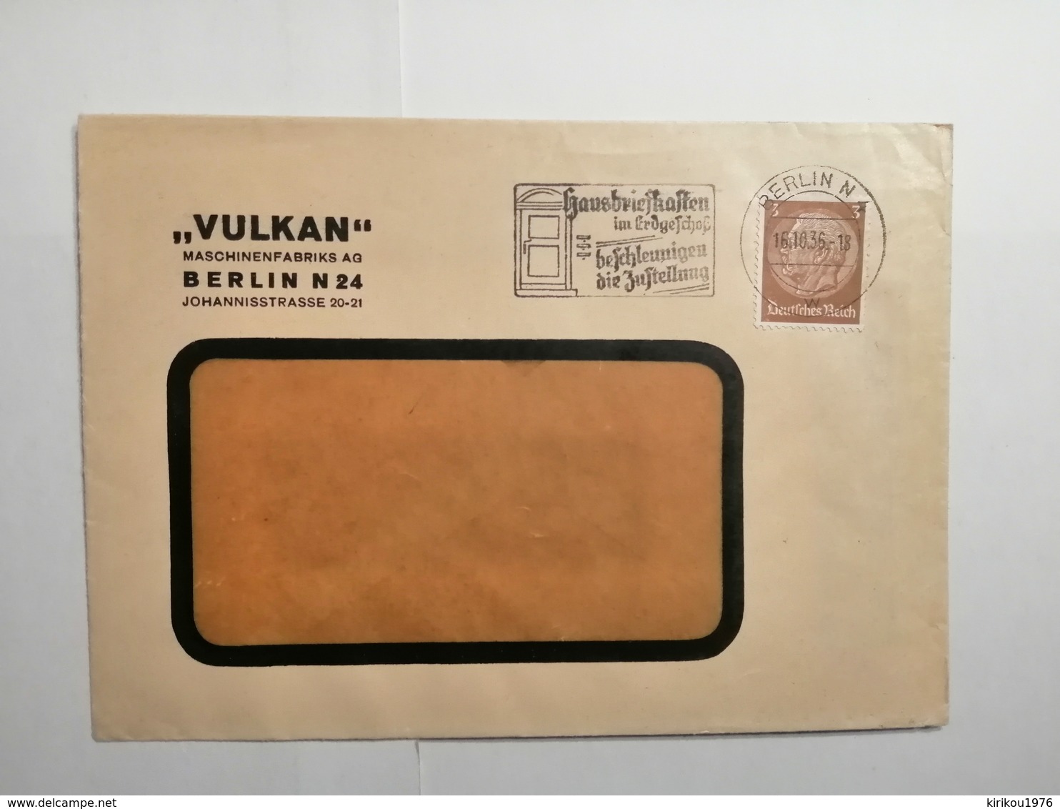 Deutsches Reich  Briefumschlag 1936 Hausbriefkasten - Lettres & Documents