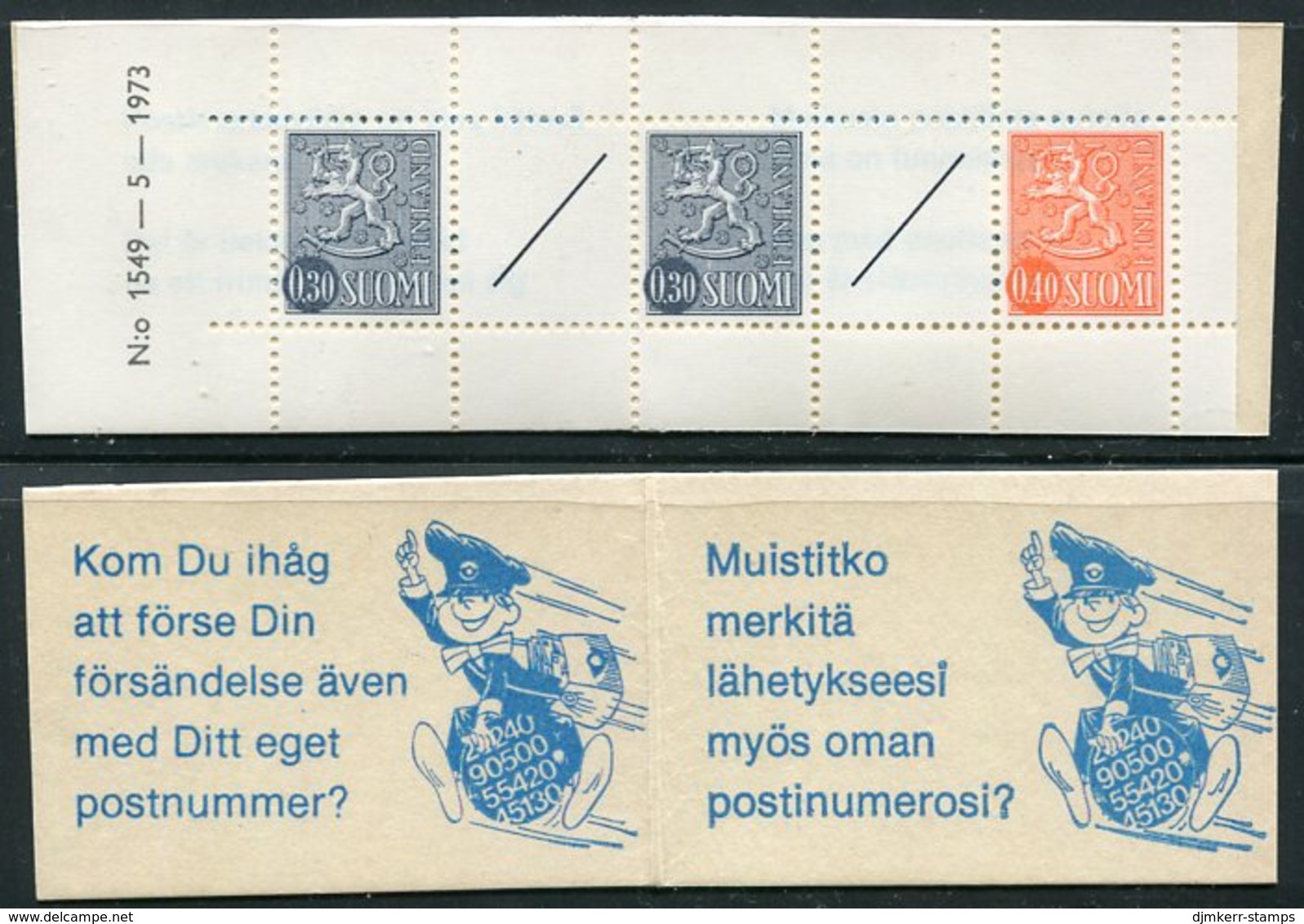 FINLAND 1974 Lion Definitive 1 Mk. Complete Booklet On Phosphor Paper.  Michel MH 7y - Cuadernillos