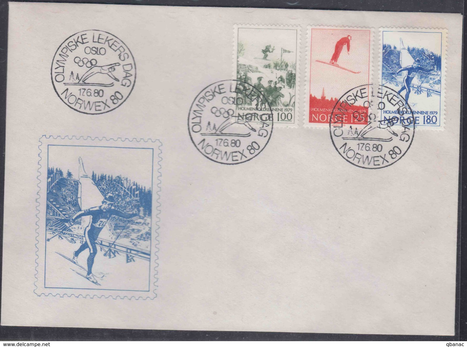 Norway 1979 Winter Sport 1980 Mi#790-792 On Nice Commemorative Cover - Cartas & Documentos