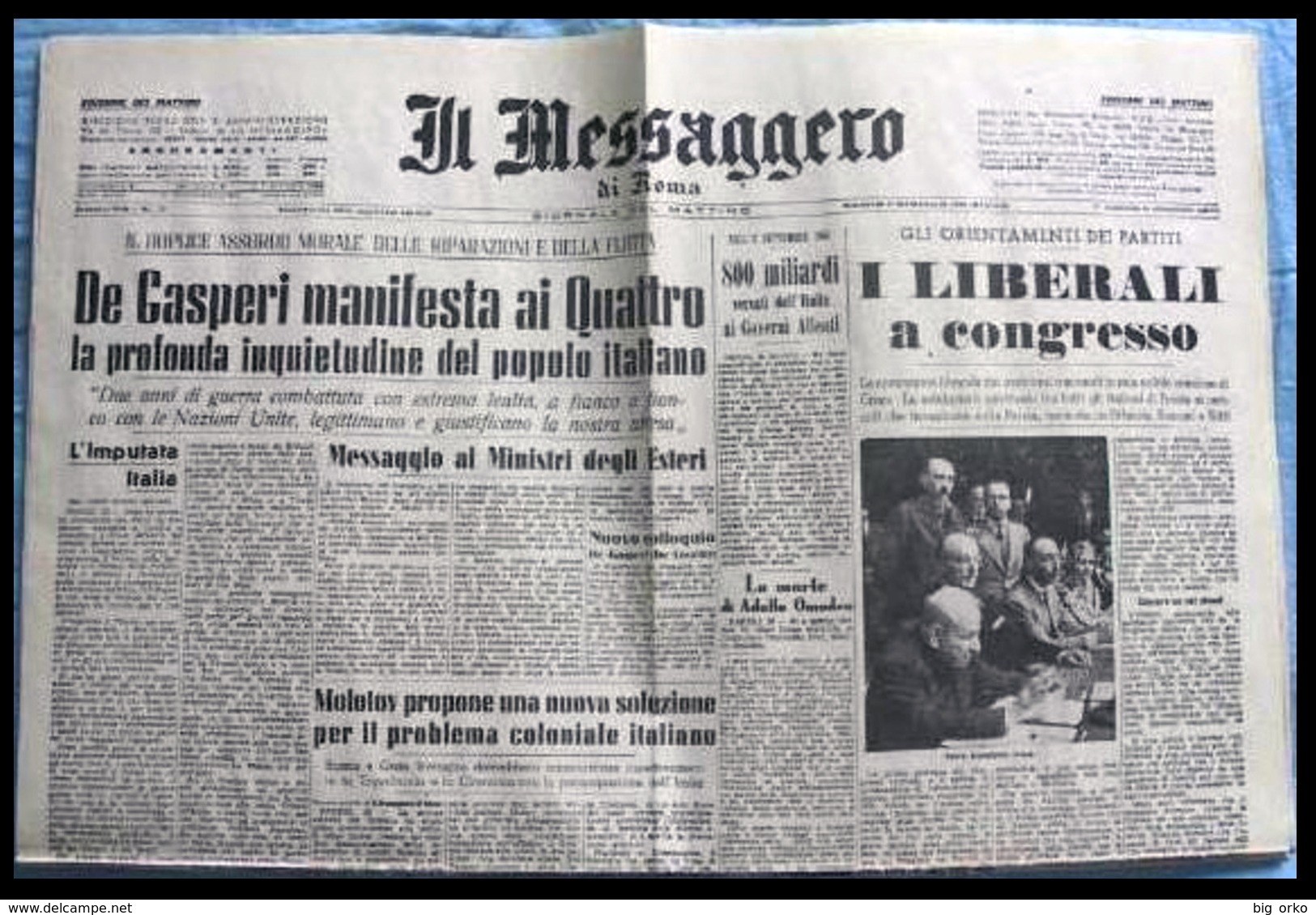 IL MESSAGGERO (Roma) – 30 Aprile 1946 (Trafugamento Della Salma Di Mussolini - Cronaca Di Roma) - Italien