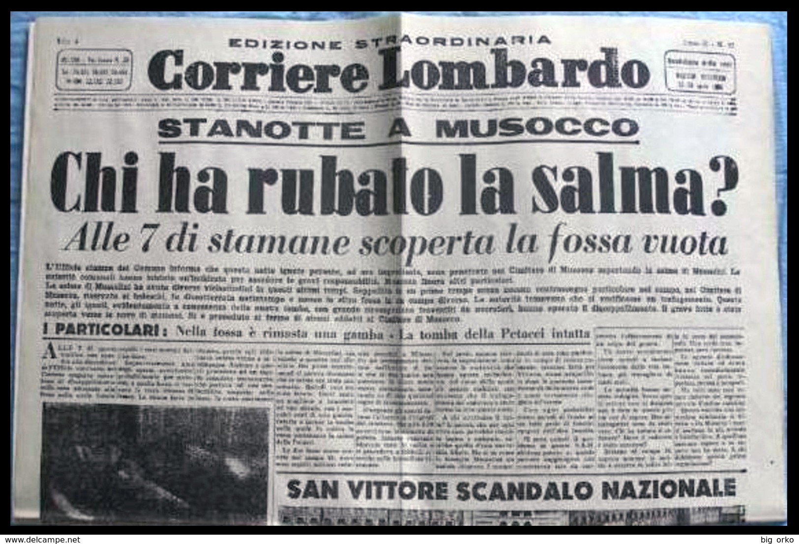 CORRIERE LOMBARDO 24/25 Aprile 1946 (Trafugamento Della Salma Di Mussolini) - Italienisch