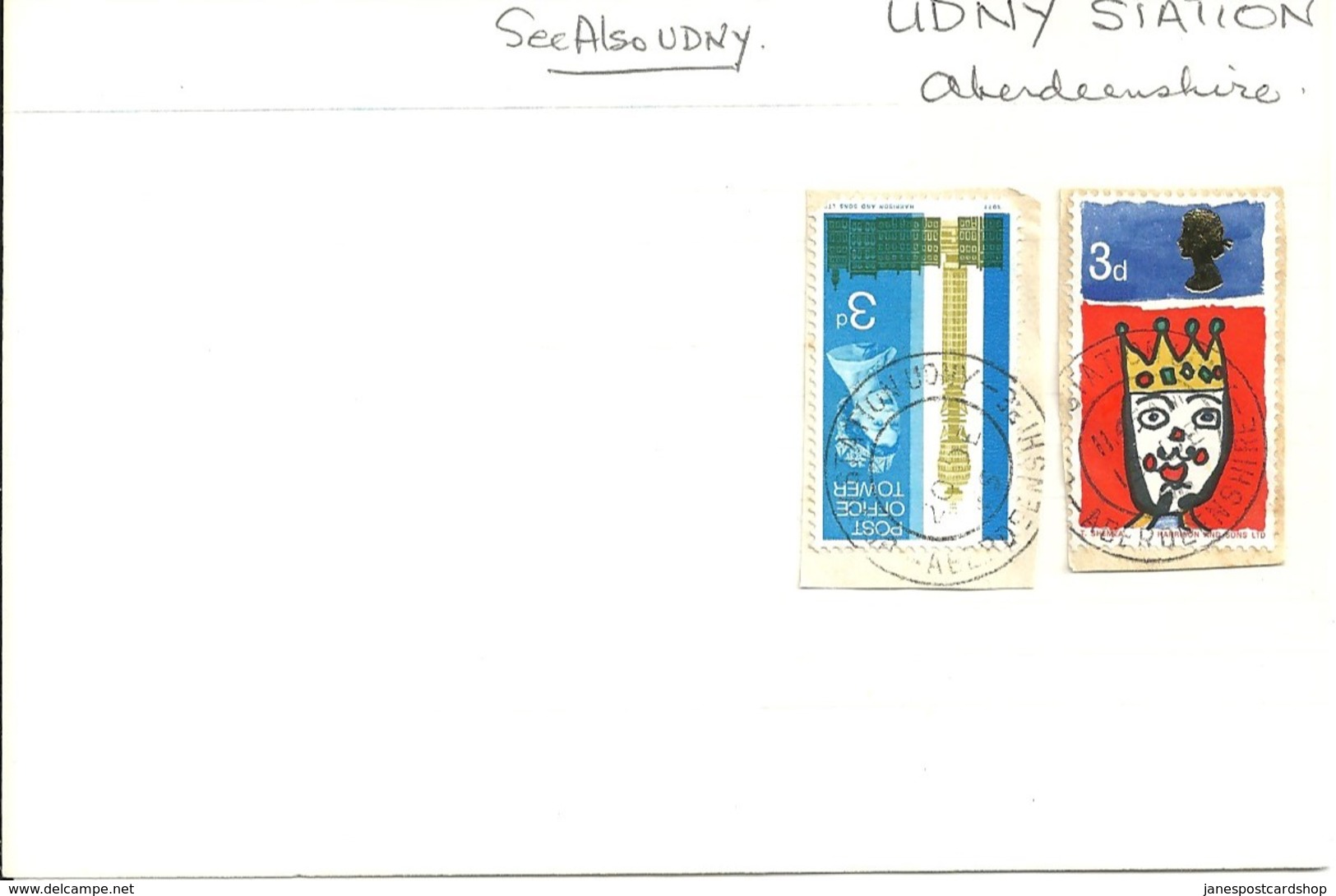 POSTMARKS - UDNY STATION - ABERDEENSHIRE ON G.B. STAMPS - Poststempel