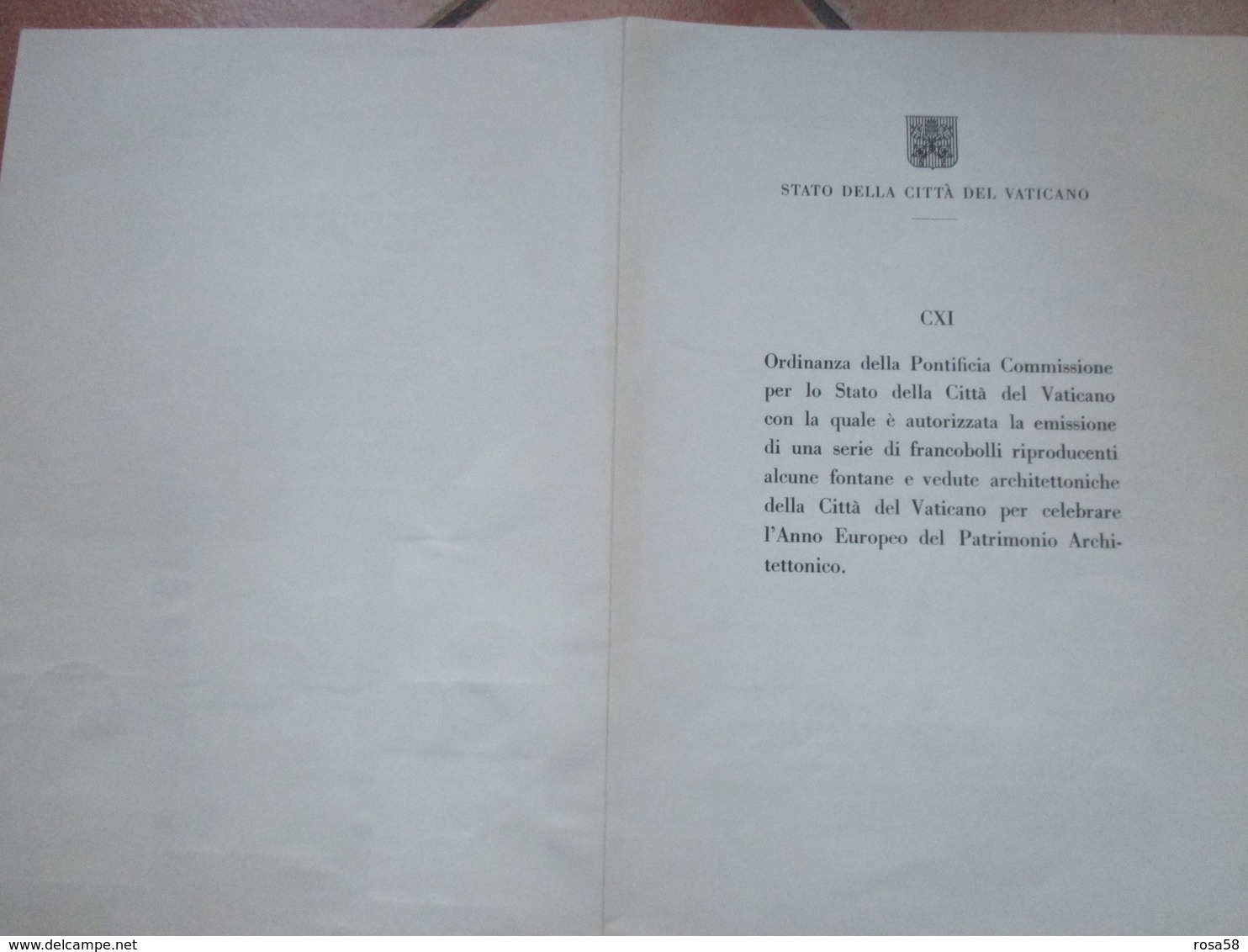 1975 Ordinanza Pontificia N. CXI Commissione Autorizzazione Emissione ANNO Europeo Architettonico Serie Cpl.n.6 Valori - Other & Unclassified