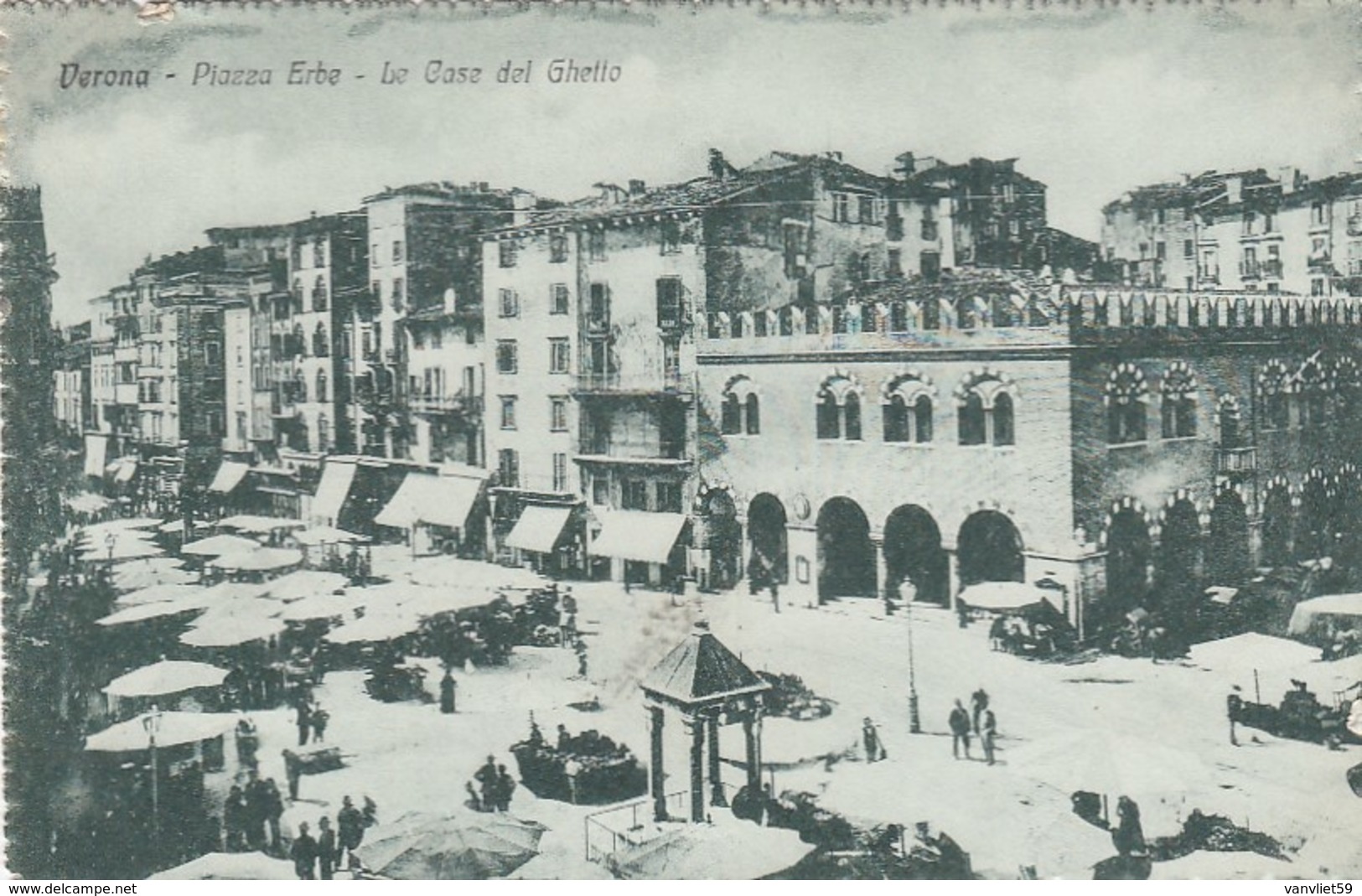 VERONA-PIAZZA ERBE-LE CASE DEL GHETTO-CARTOLINA NON VIAGGIATA-DATATA 26-1-1918 - Verona