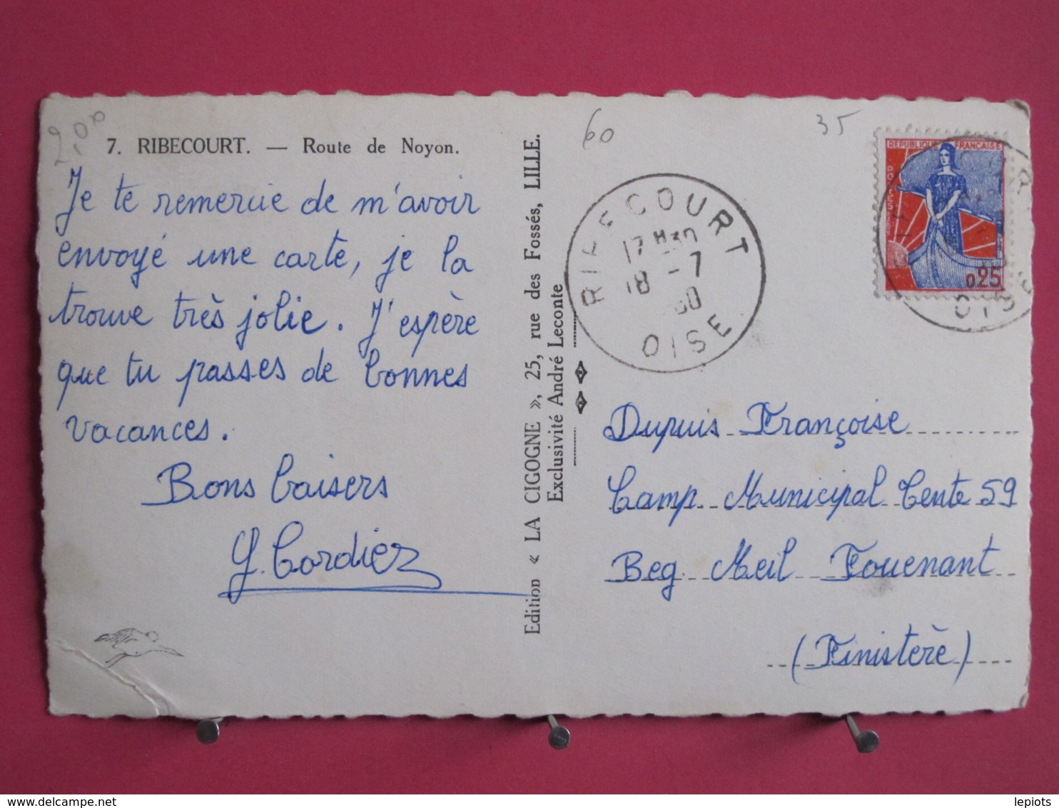60 - Ribecourt - Route De Noyon - 1960 - Recto Verso - Ribecourt Dreslincourt