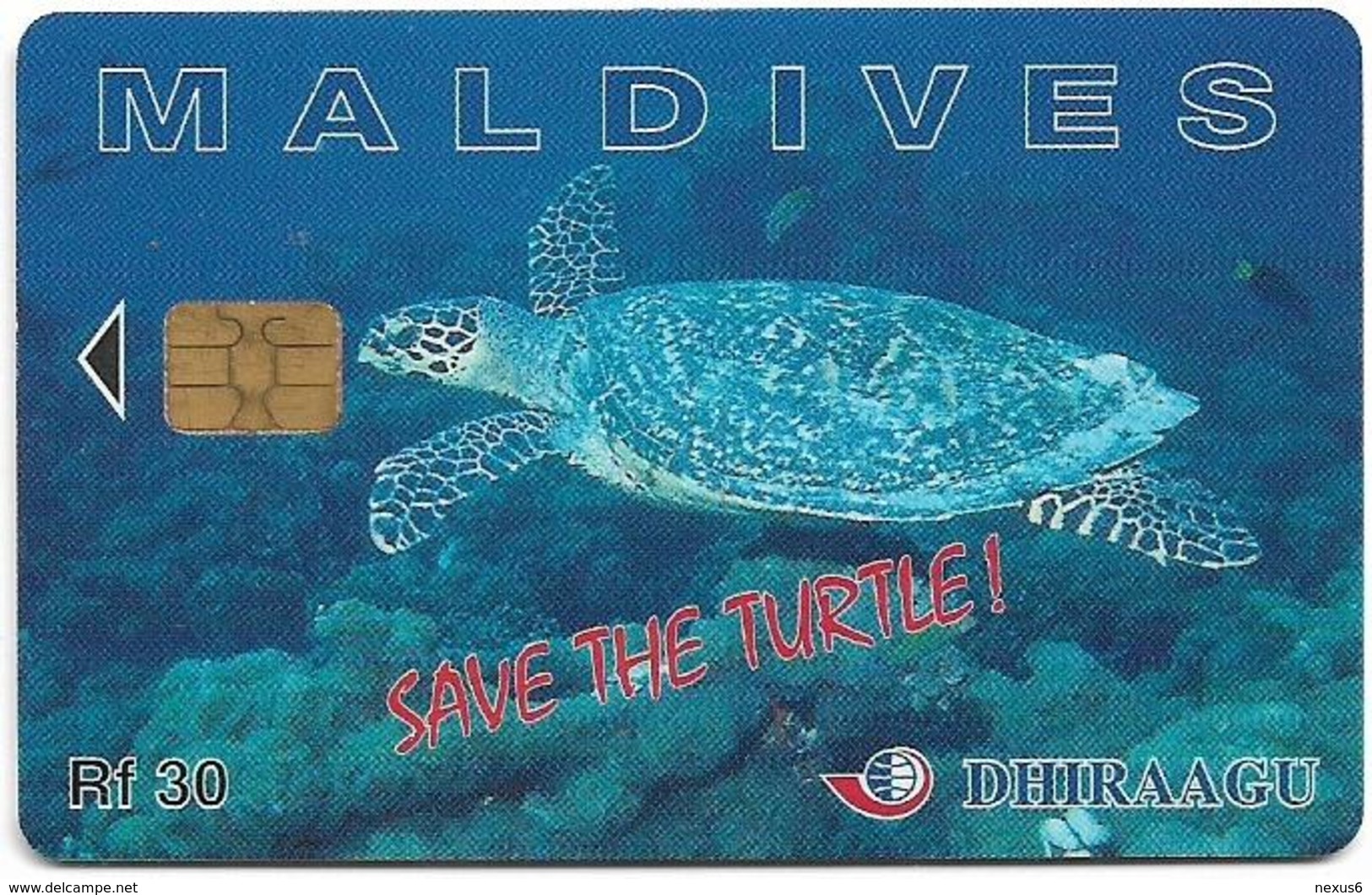 Maldives - Dhiraagu (chip) - Save The Turtle! - 256MLDGIB - Chip Siemens S35, 30MRf, Used - Maldive