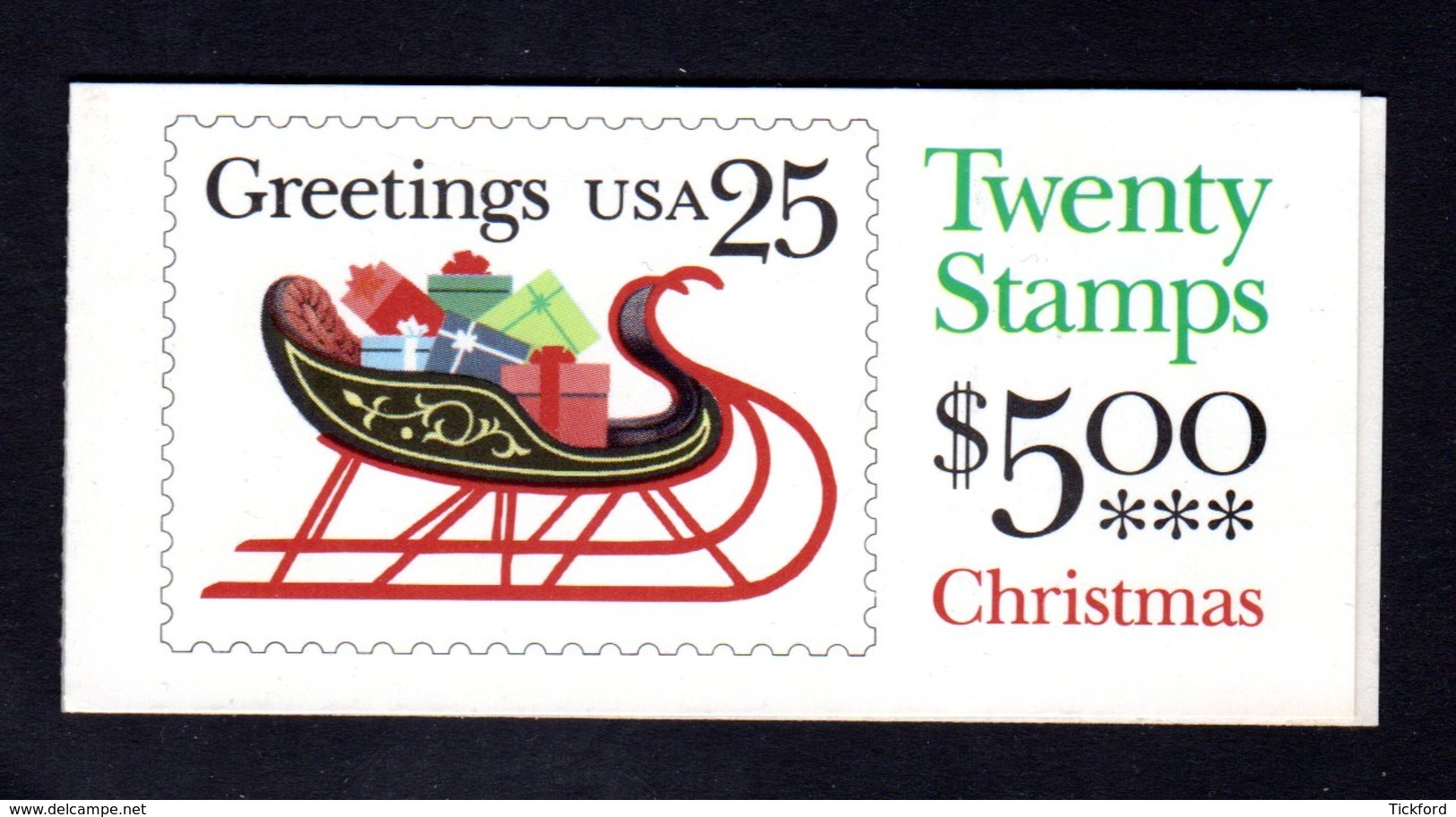 ETATS-UNIS 1989 - Carnet Yvert C 1879a - Scott #2429a - NEUF** MNH - Noël, Traîneau Avec Cadeaux - 1981-...