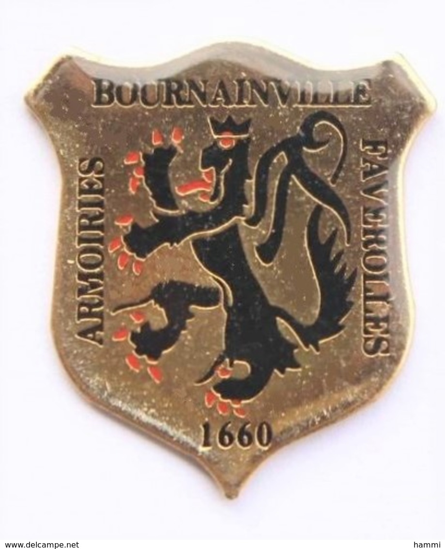 F10 Pin's Bournainville Faverolles Lion Armoiries écusson Blason Eure Achat Immédiat - Villes