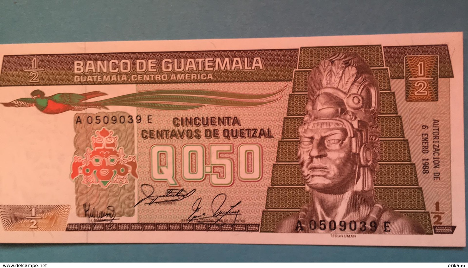 Billet Guatemala 0.50 Quetzal - 1988 - Guatemala