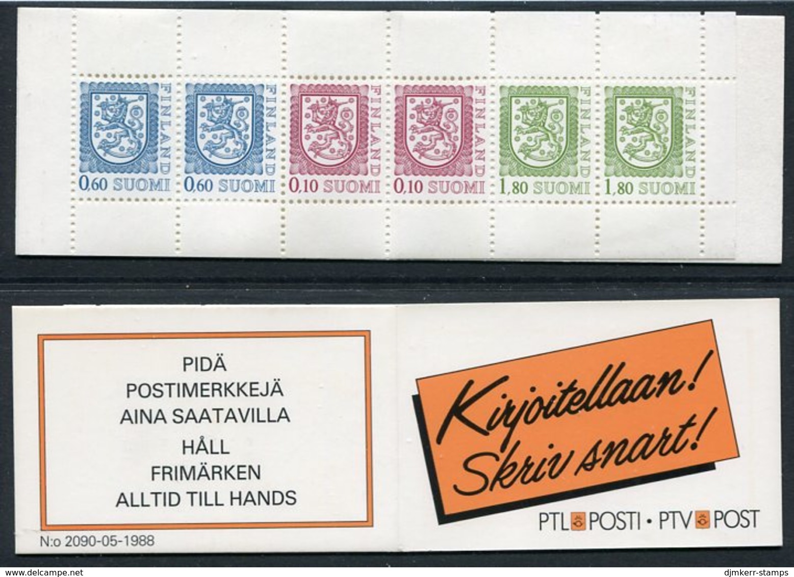 FINLAND 1988 Lion Definitive 5 Mk. Complete Booklet On Ordinary Paper MNH / **.  Michel MH 22x - Markenheftchen