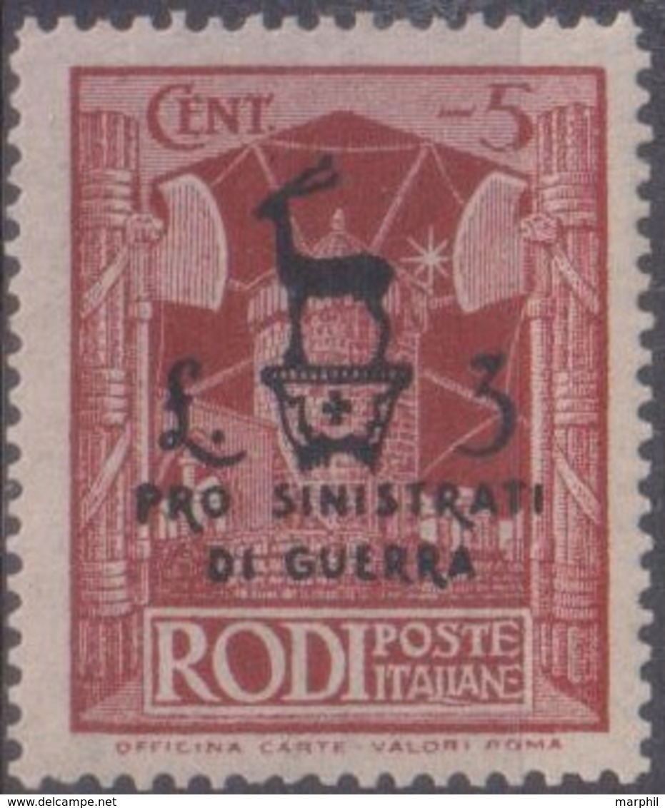 Egeo Occupazione Tedesca 1944 Pro Sinistrati Di Guerra 5c +3L SaN°126 MNH/** Molto Bello Vendere Scansione - Ionische Inseln