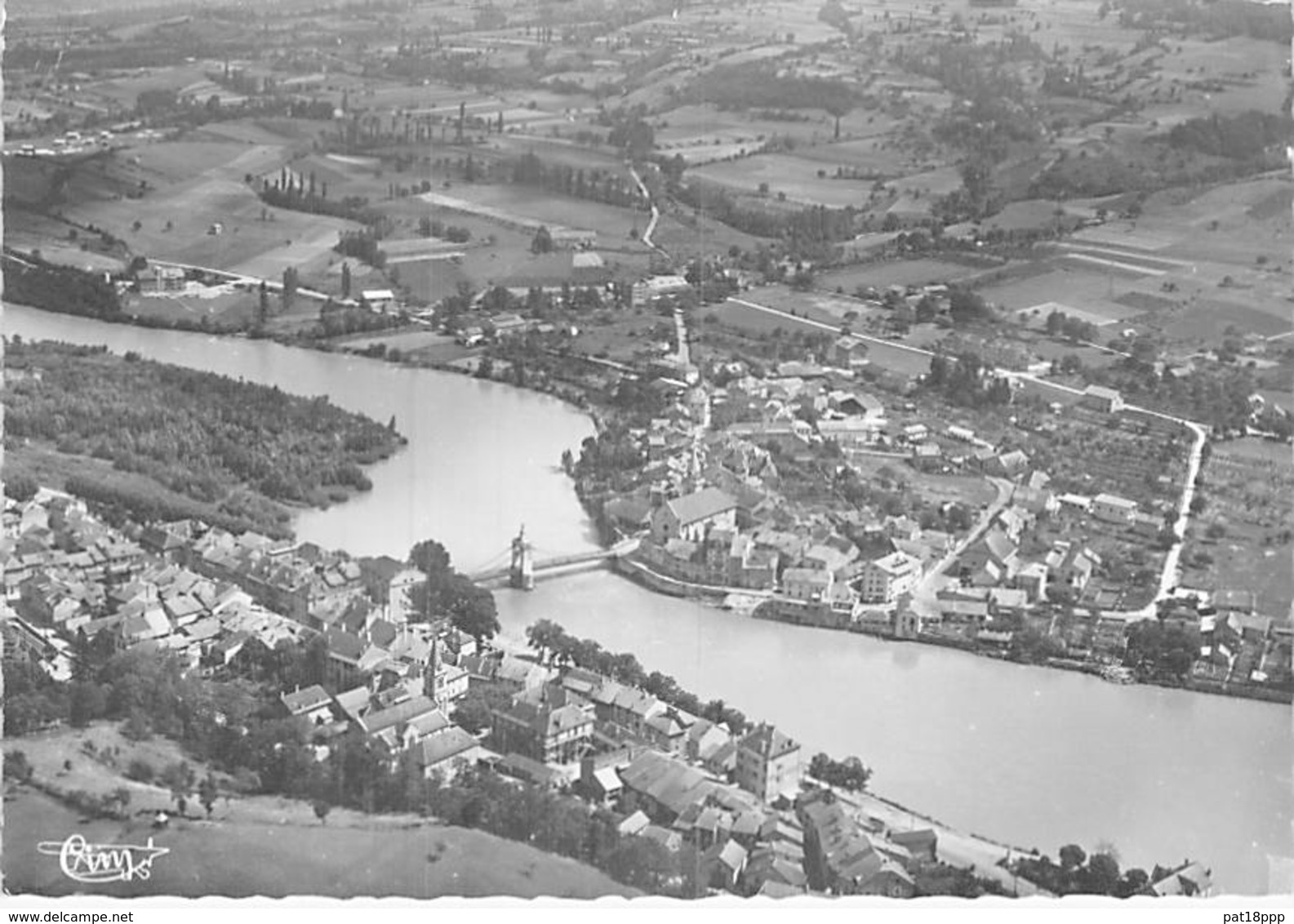 01 - SEYSSEL : Vue Aérienne - CPSM Village (990 Habitants ) Dentelée Noir Blanc Grand Format 1956 - Ain - Seyssel