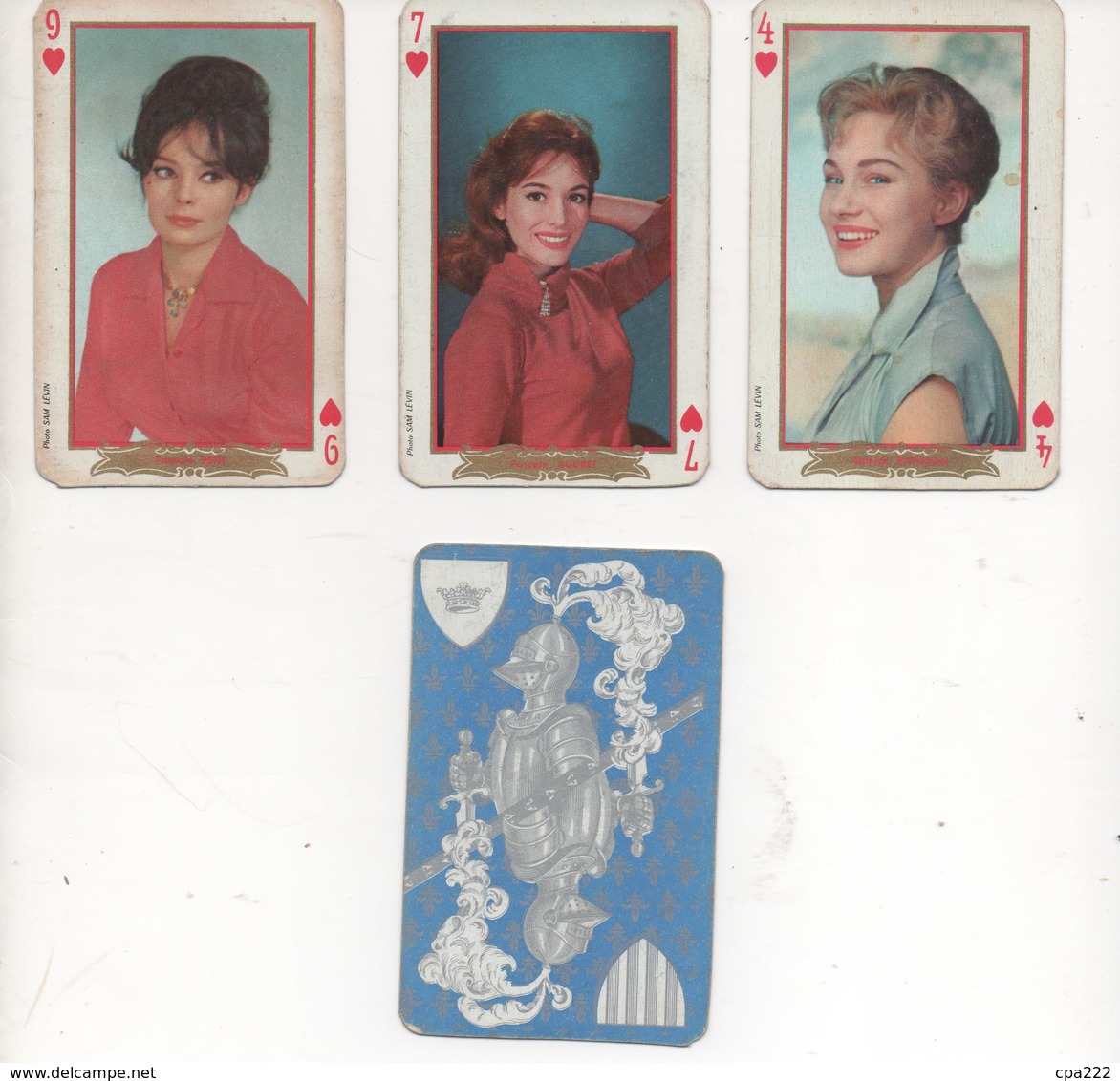 Cartes A Jouer, Playing Cars, Vedettes Annees 1960   Danick Patisson, Pascale Audret, Pascale Petit  Serie De Coeur  3 C - Toy Memorabilia