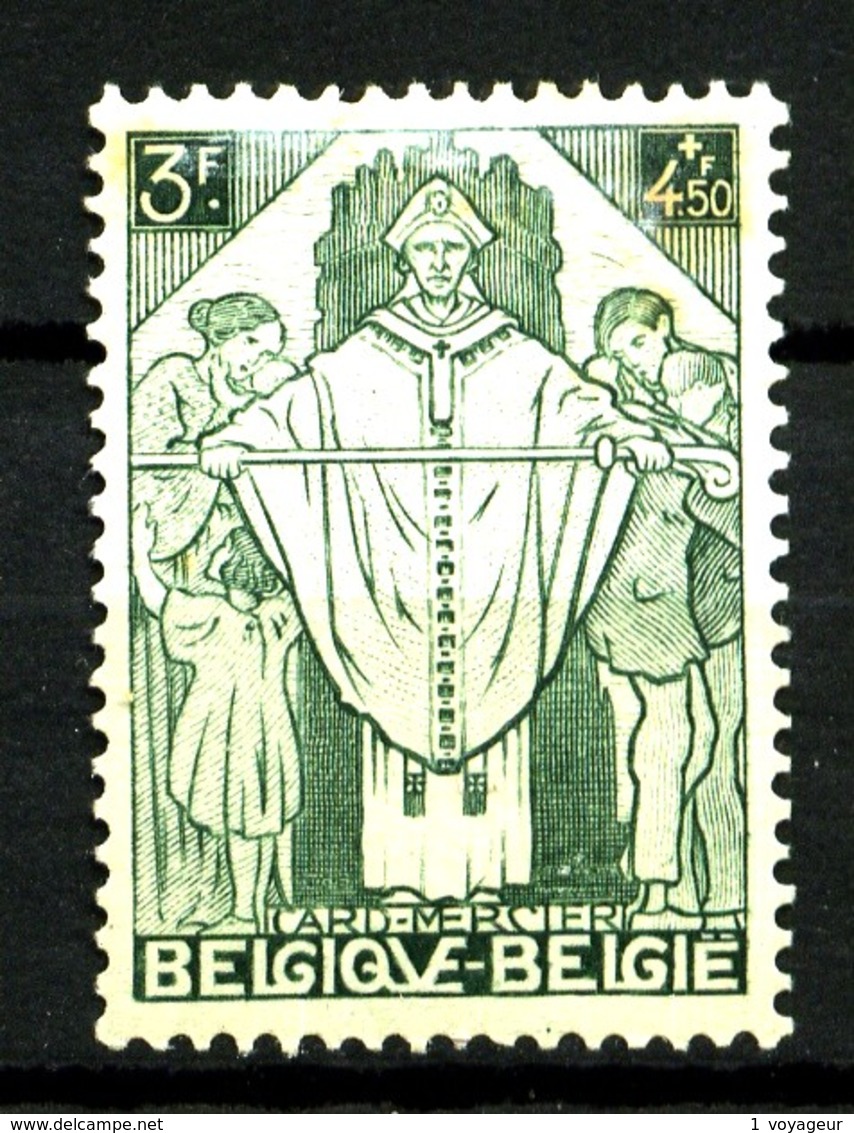 BELGIQUE - YT 348 - 3F+4F50  Série Cardinal Mercier - Neuf N* - Petite Rousseur Verso - Ongebruikt