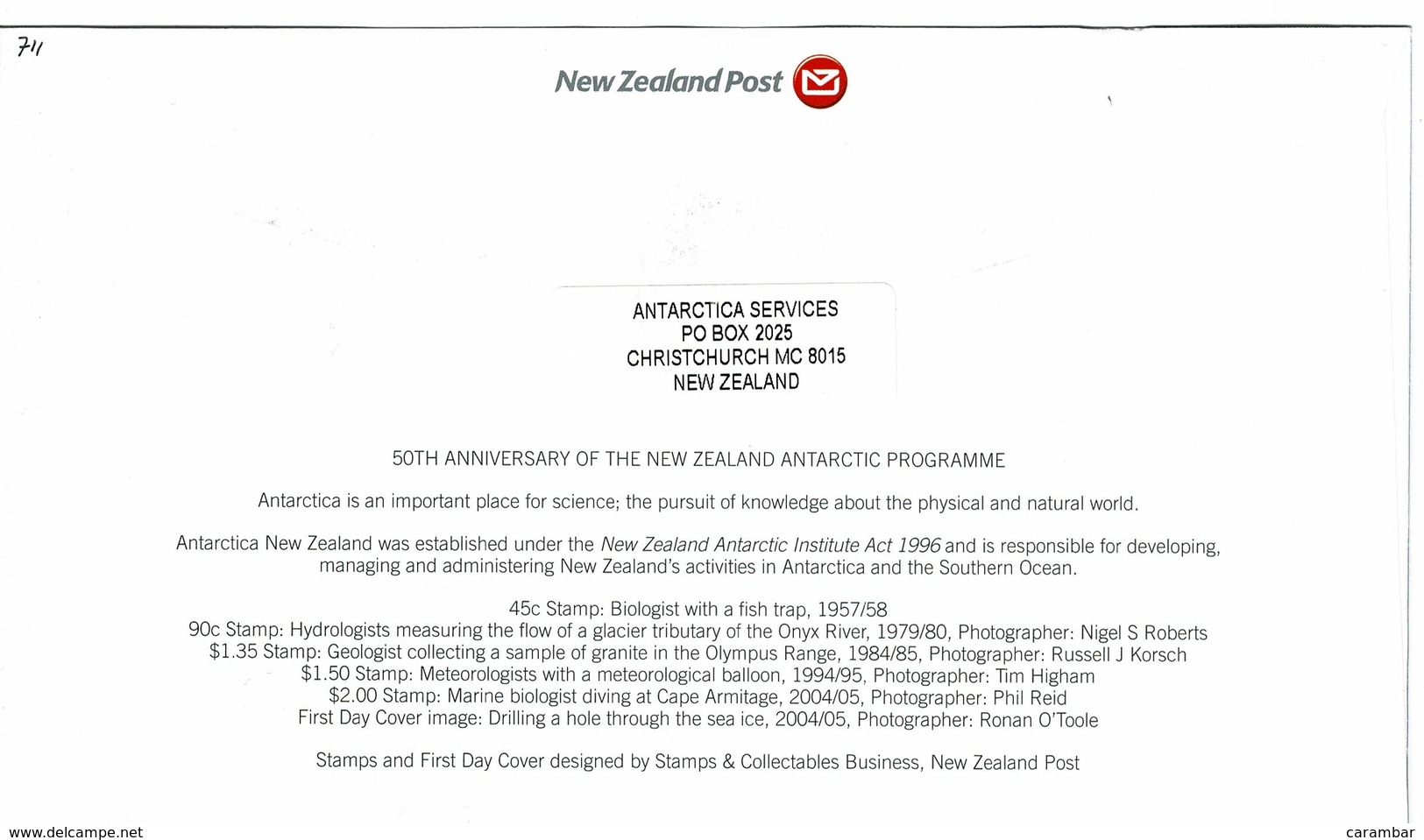 Lettre Scott Base 2006 50th Anniversary New Zealand Antarctic Programme - Covers & Documents