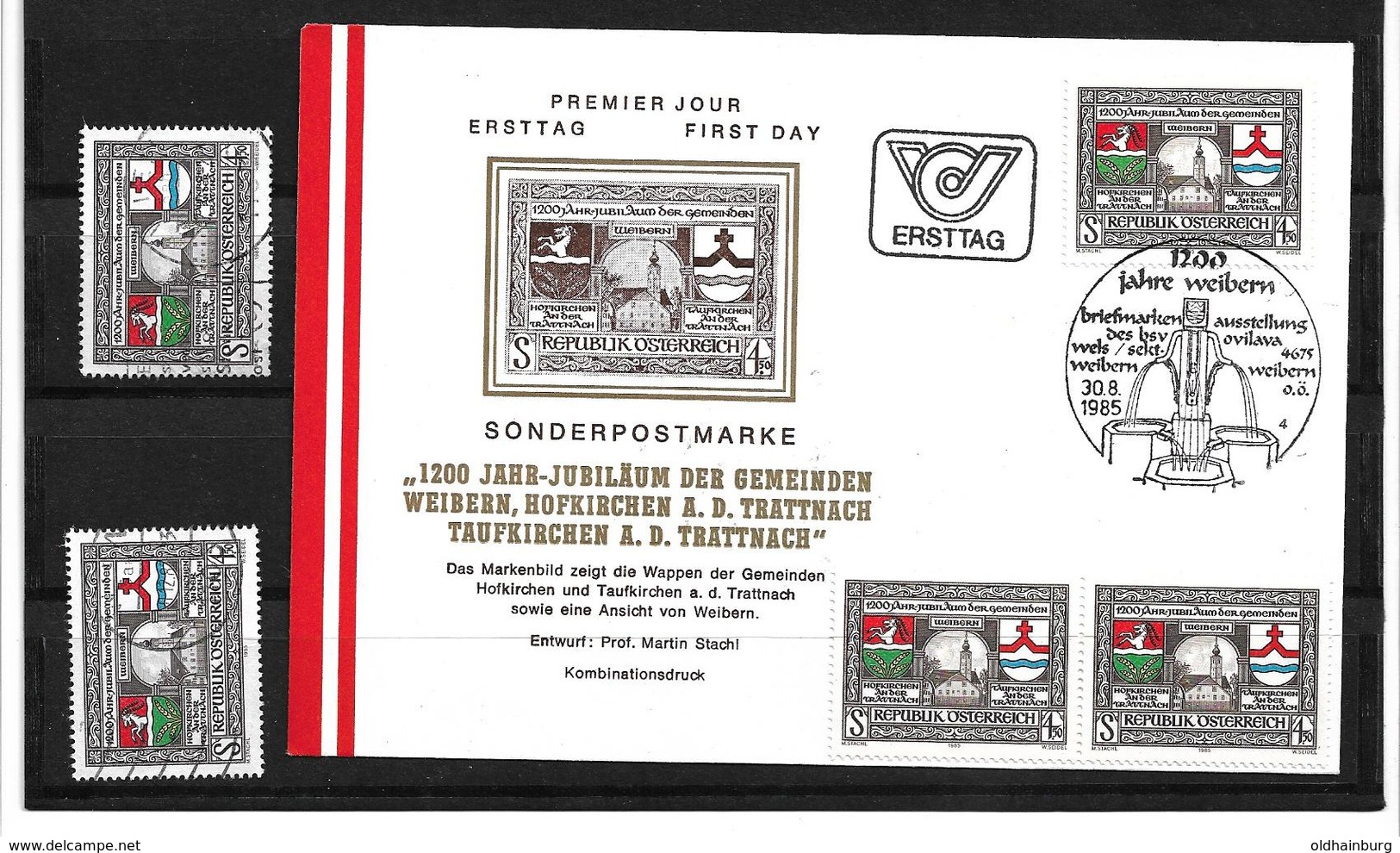 6049y: Österreich 1985, Weibern- Hofkirchen- Taufkirchen, Beleg Und Gesamt 4 Briefmarken Postfrisch/ Gestempelt - Grieskirchen