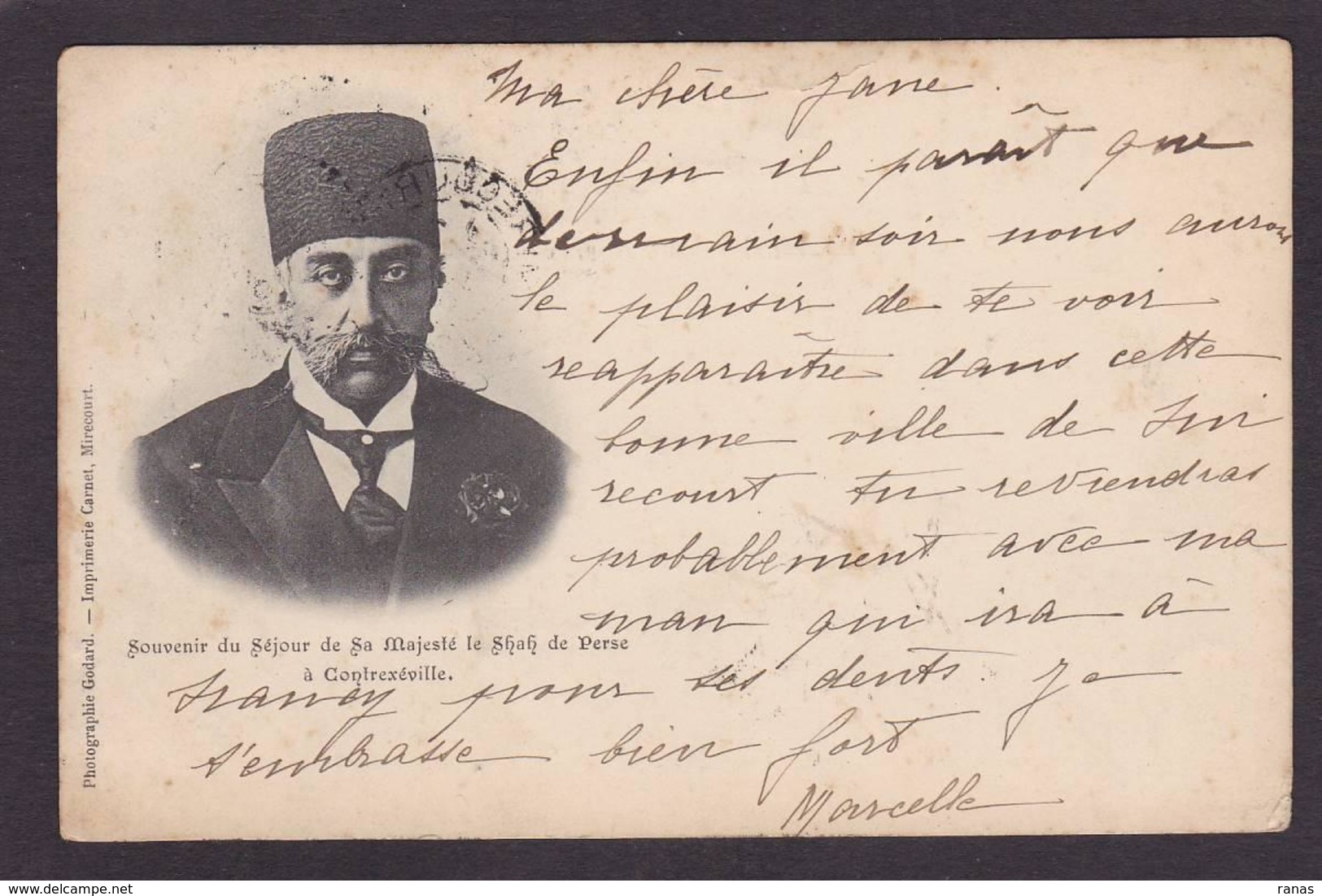 CPA Perse Iran Le Shah Circulé Contrexeville 1900 - Iran