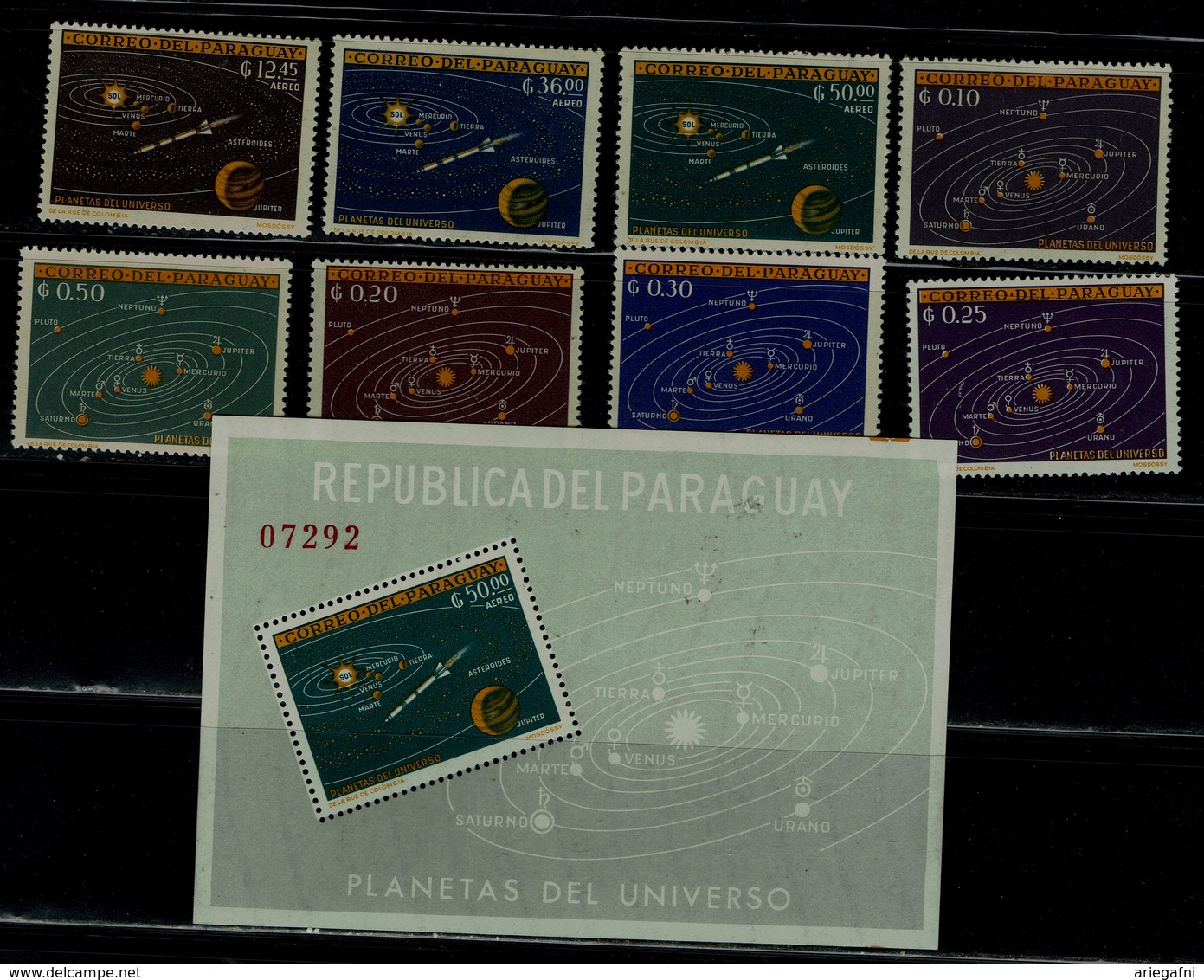 PARAGUAY 1962 SOLAR SYSTEM MI No 1134-41+BLOCK 32 MNH VF!! - América Del Norte