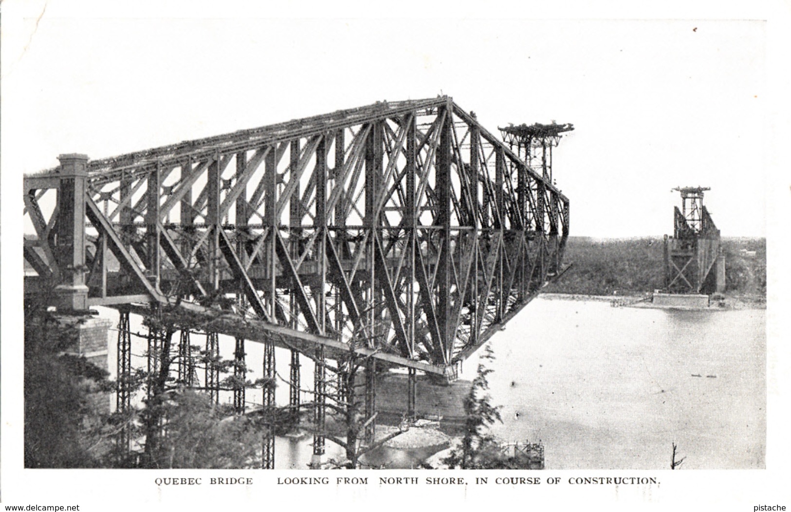 Québec - B&W - Bridge Construction Pont - By Novelty Mfg. & Art Co. - Unused - 2 Scans - Québec - Les Rivières