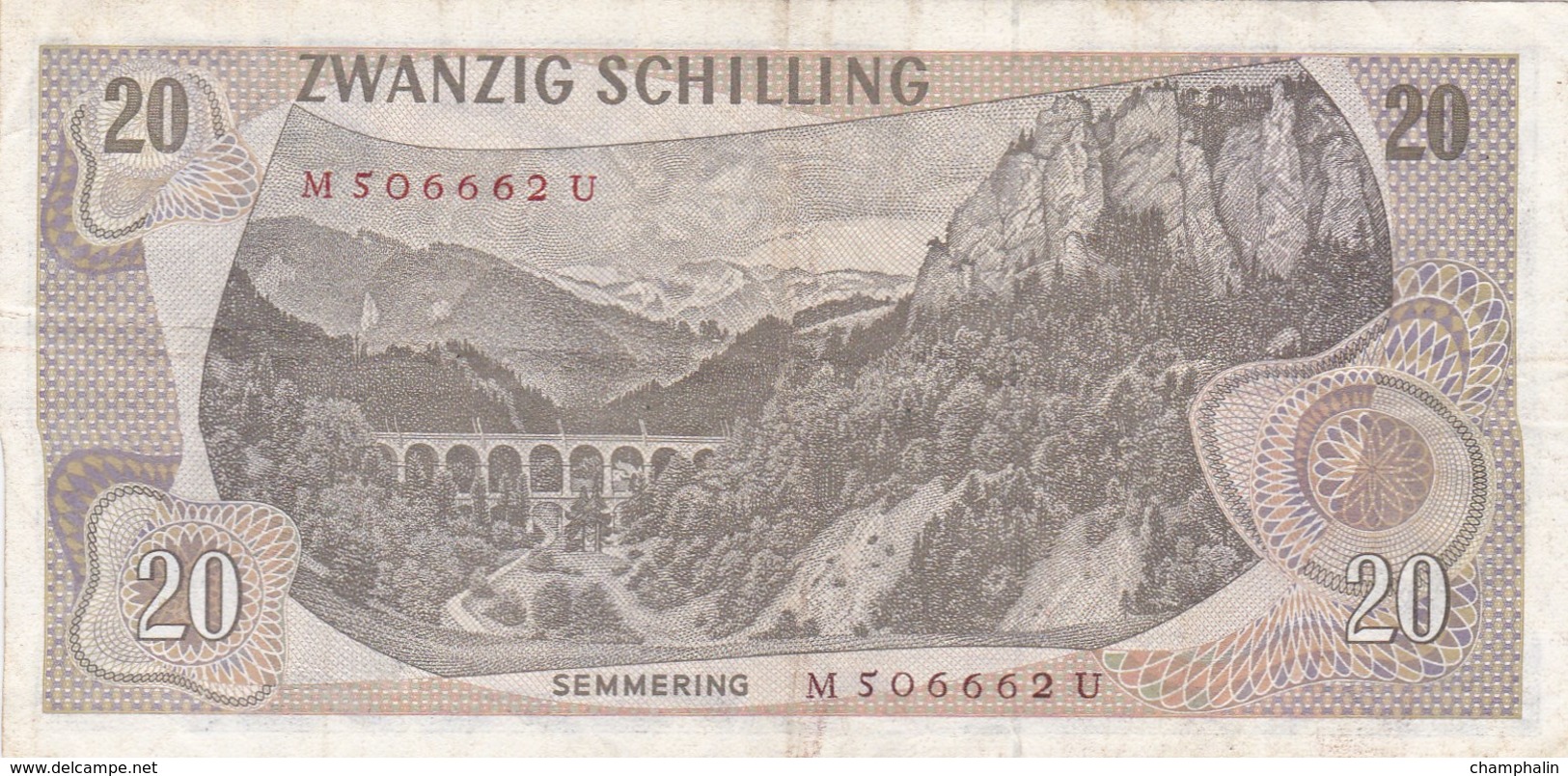 Autriche - Billet De 20 Schilling - Carl Ritter Von Ghega  - 2 Juillet 1967 - Autriche