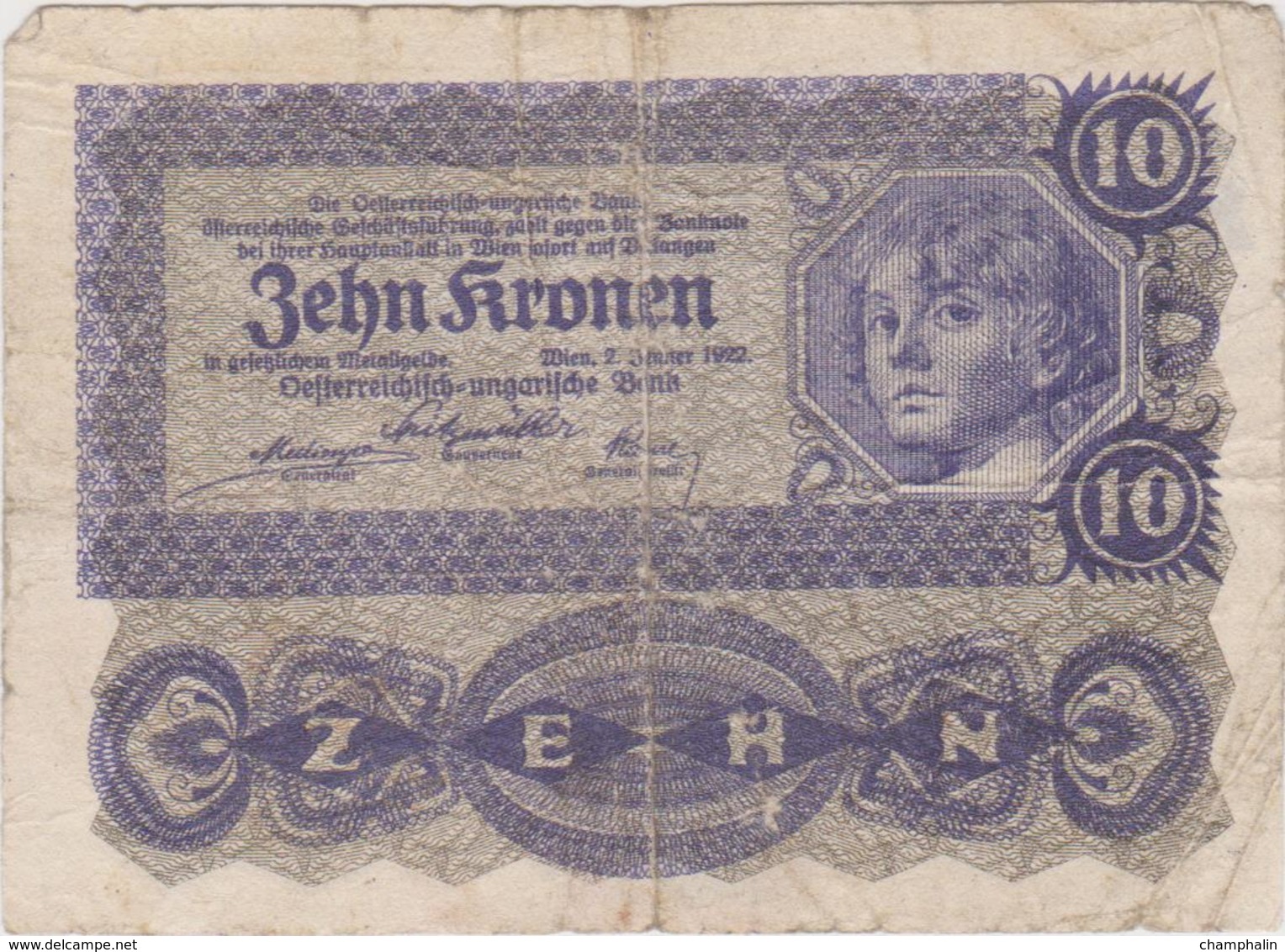 Autriche - Billet De 10 Kronen - 2 Janvier 1922 - Autriche