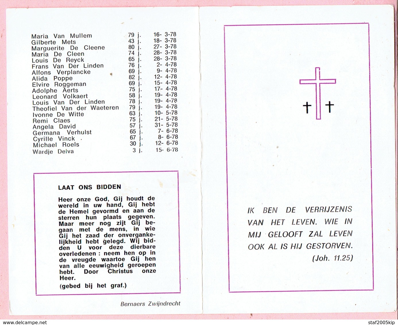 Bidprentje - Overledenen 1977 - 1978 - ZWIJNDRECHT - Godsdienst & Esoterisme