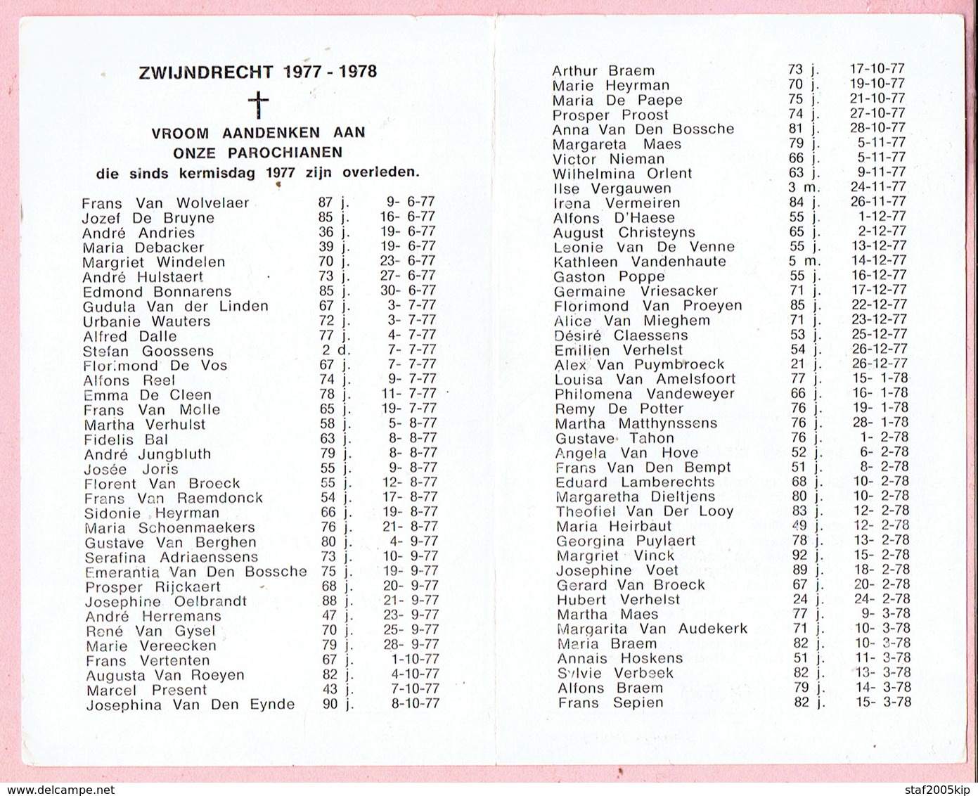 Bidprentje - Overledenen 1977 - 1978 - ZWIJNDRECHT - Godsdienst & Esoterisme