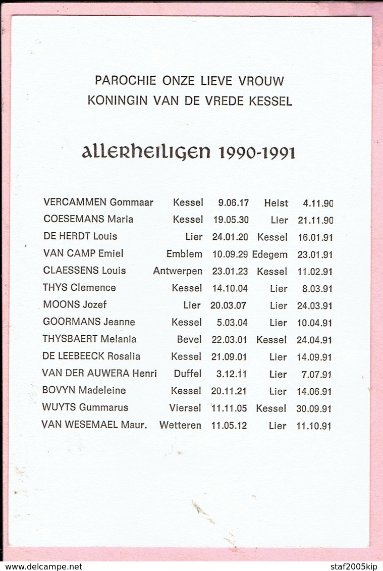 Bidprentje - Overledenen 1990 - 1991 - KESSEL - Godsdienst & Esoterisme