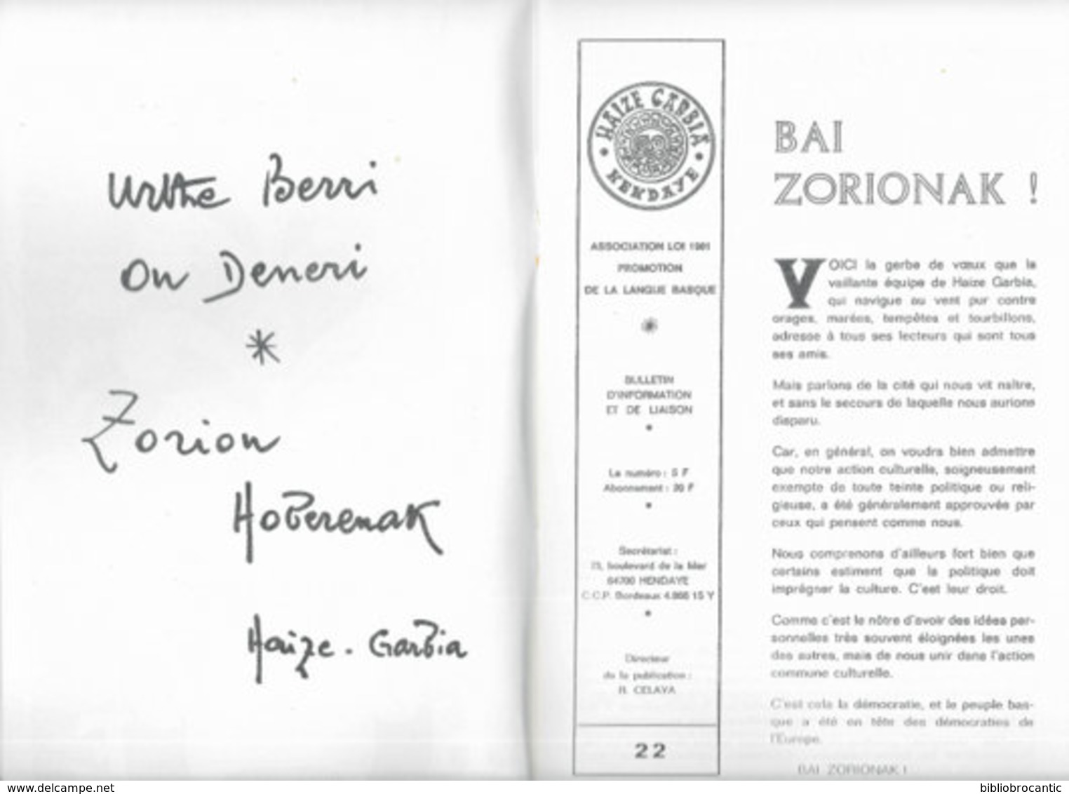 REVUE "HAIZE GARBIA"n°22/1°Tr. 1979 - EUSKARA-ZAINDU-ETA-AZKARTU - Baskenland