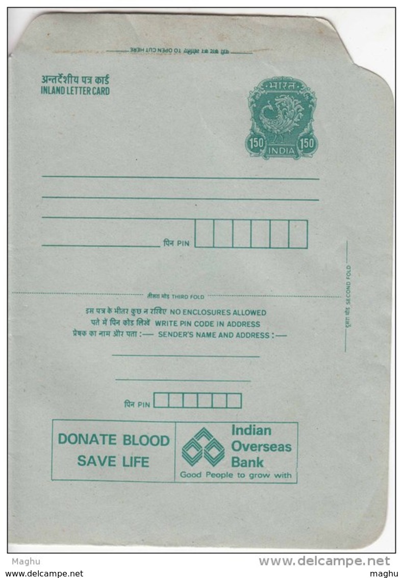 "Donate Blood Save Life," Inland Letter India Postal Stationery Unused, Health, First Aid, For Disease, Accident Victims - Inland Letter Cards