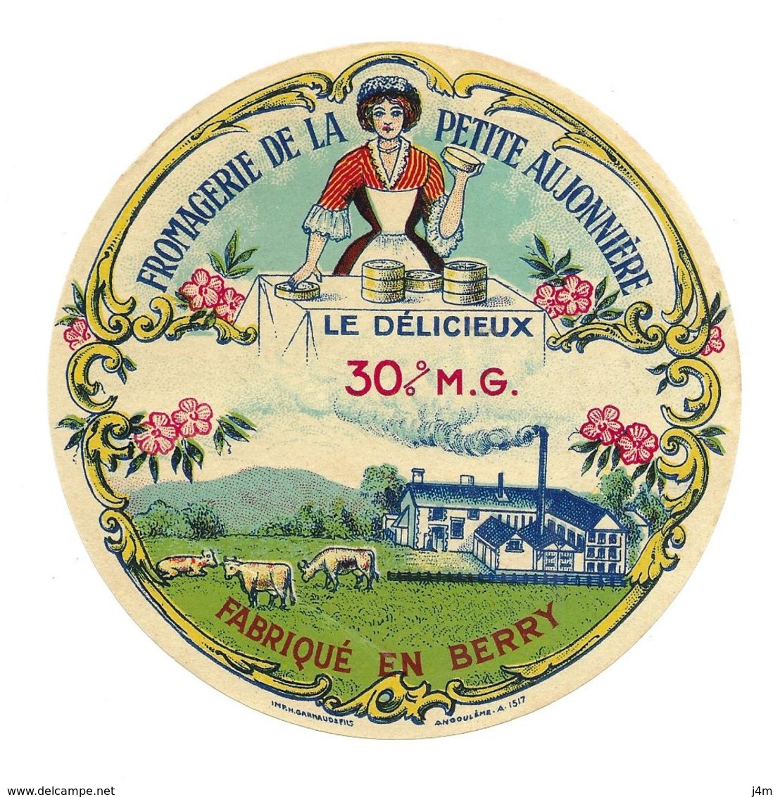 ETIQUETTE De FROMAGE..fabriqué En BERRY..Le Délicieux..Fromagerie De La Petite Aujonnière - Fromage