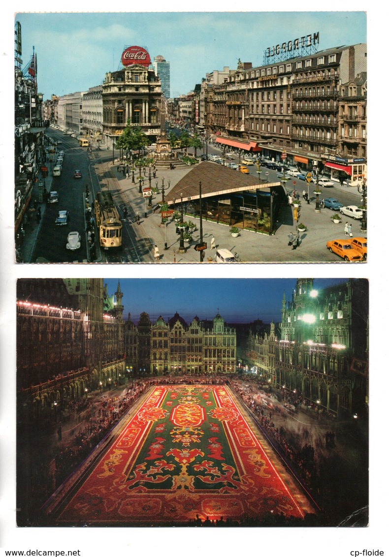 BELGIQUE . BELGÏE . BRUSSEL . BRUXELLES . " GRAND PLACE " & " PLACE DE BROUCKÈRE " . 2 CPM - Réf. N°25232 - - Lotti, Serie, Collezioni