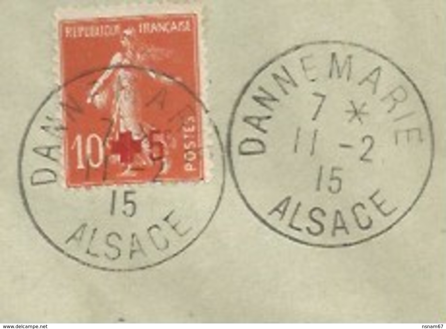 Sk819 - DANNEMARIE  - 11 Février 1915 (Premier Jour) - Alsace Reconquise Pour Paris - Type Semeuse Croix Rouge - - Covers & Documents