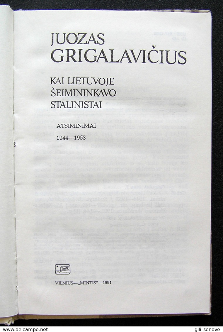 Lithuanian Book / Kai Lietuvoje šeimininkavo Stalinistai 1991 - Culture