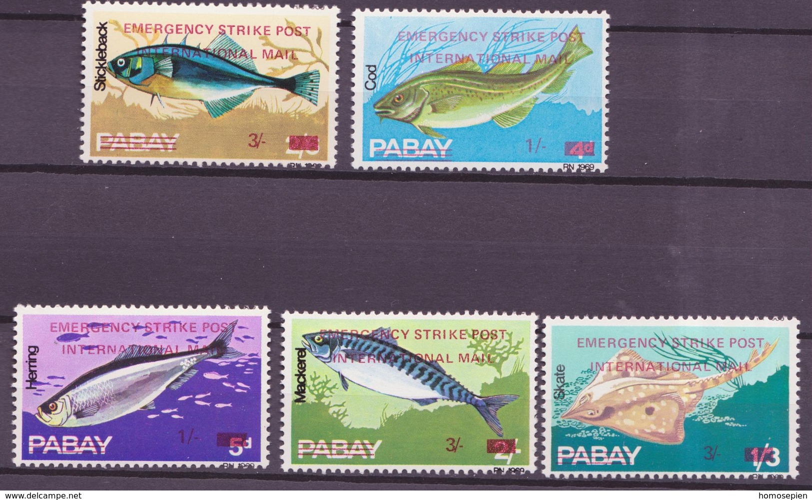 Pabay - Grande Bretagne émission Locale 1969 Y&T N°(8s1) - Michel N°(?) *** - Poissons Divers - Surchargé - Local Issues