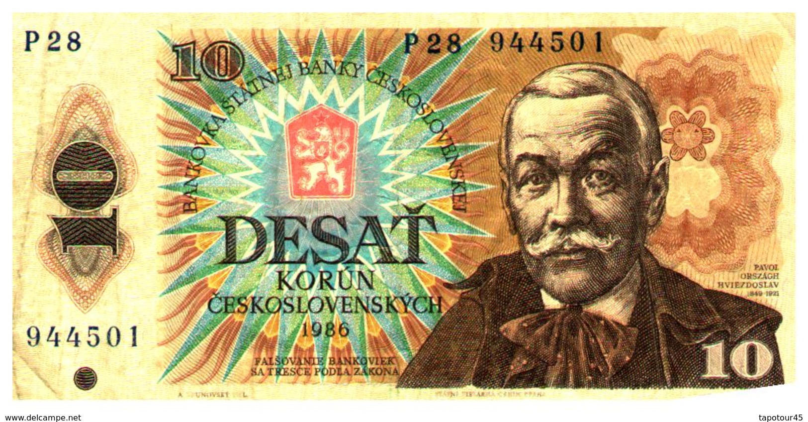 Billet > Tchecoslovaquie  > 10  Korun - Czechoslovakia